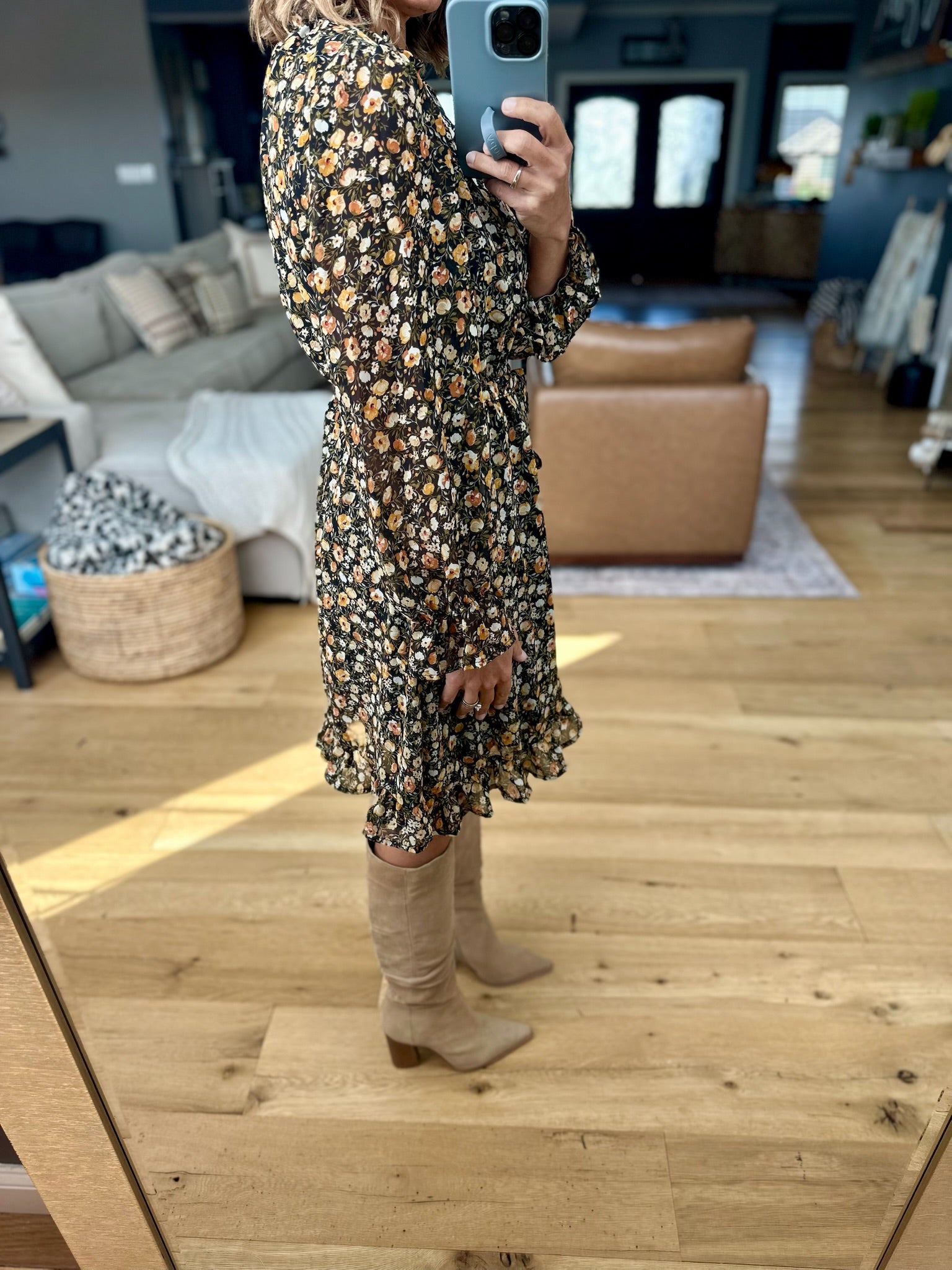 Autumn Bloom Ruffle Dress-Hayden-Anna Kaytes Boutique, Women's Fashion Boutique in Grinnell, Iowa