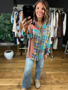 High Hopes Plaid Patchwork Button-Down Top-Long Sleeves-Easel-Anna Kaytes Boutique, Women's Fashion Boutique in Grinnell, Iowa