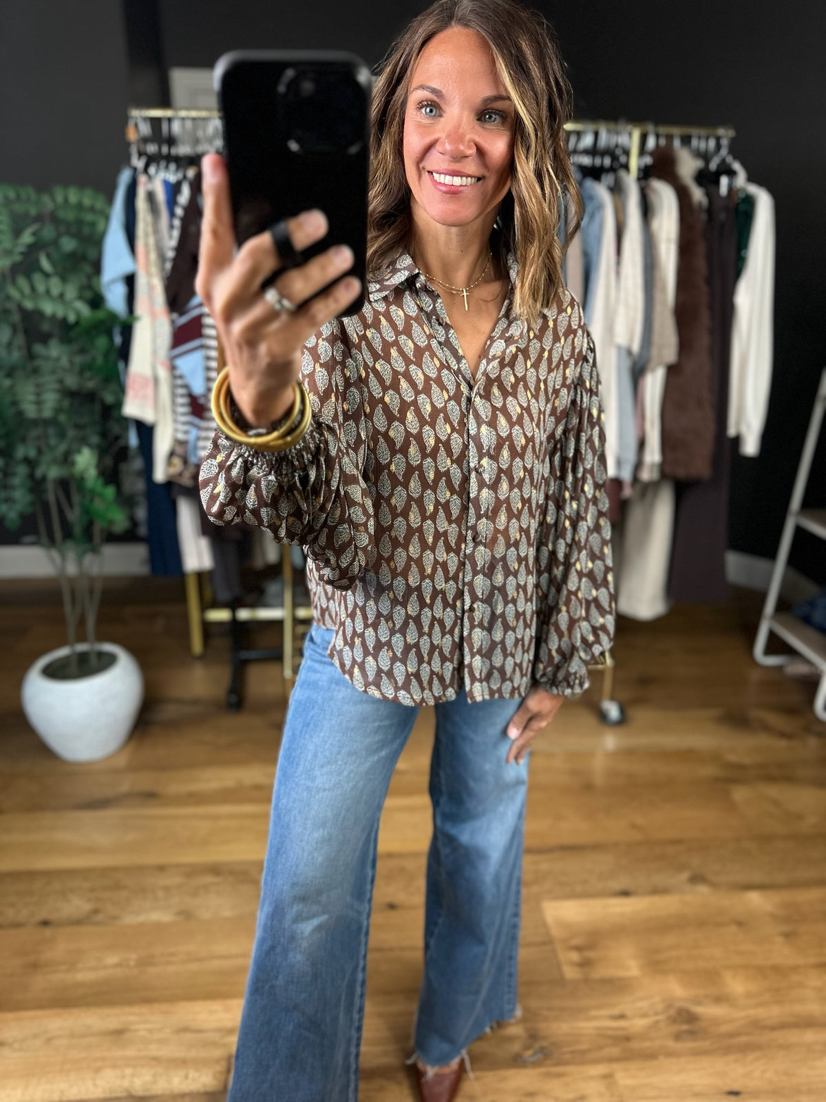 No Further Questions Button-Down Top-Long Sleeves-ee:some-Anna Kaytes Boutique, Women's Fashion Boutique in Grinnell, Iowa