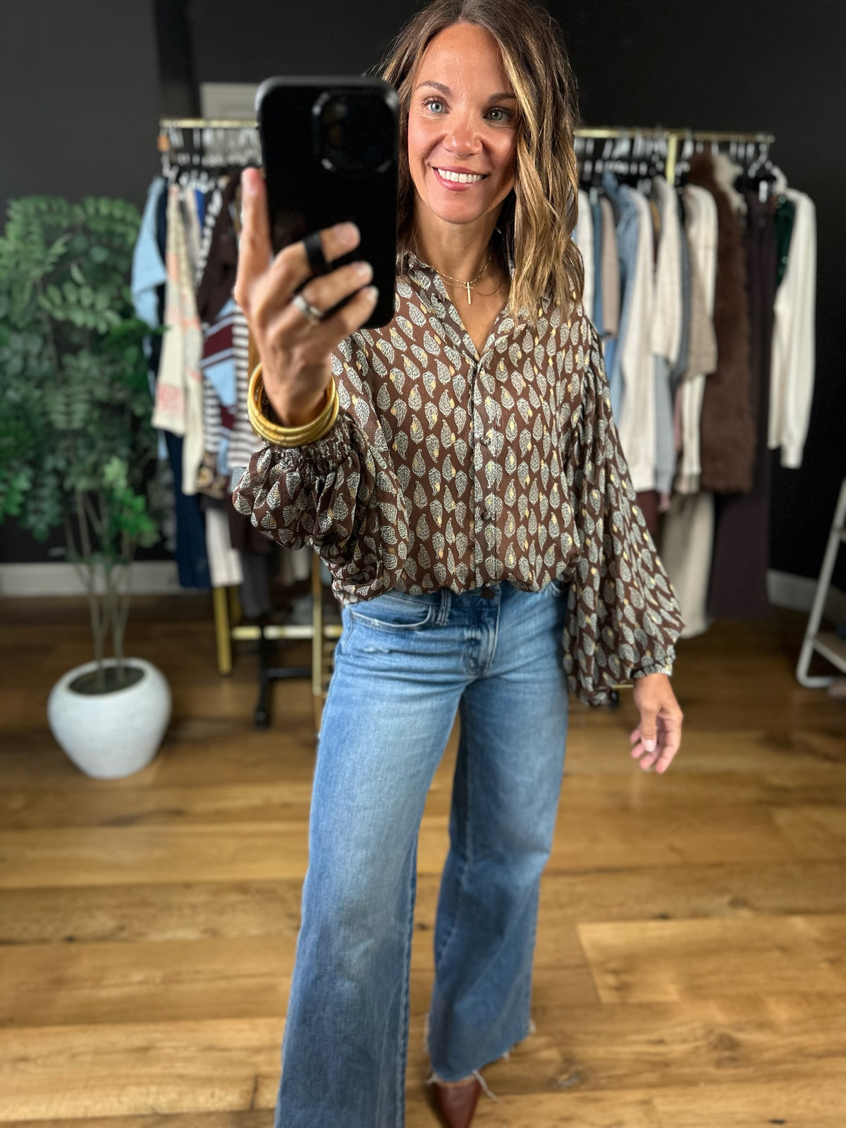 No Further Questions Button-Down Top-Long Sleeves-ee:some-Anna Kaytes Boutique, Women's Fashion Boutique in Grinnell, Iowa