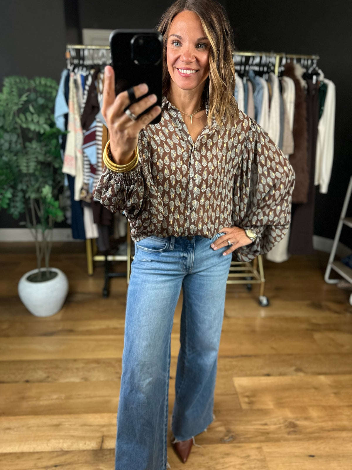 No Further Questions Button-Down Top-Long Sleeves-ee:some-Anna Kaytes Boutique, Women's Fashion Boutique in Grinnell, Iowa