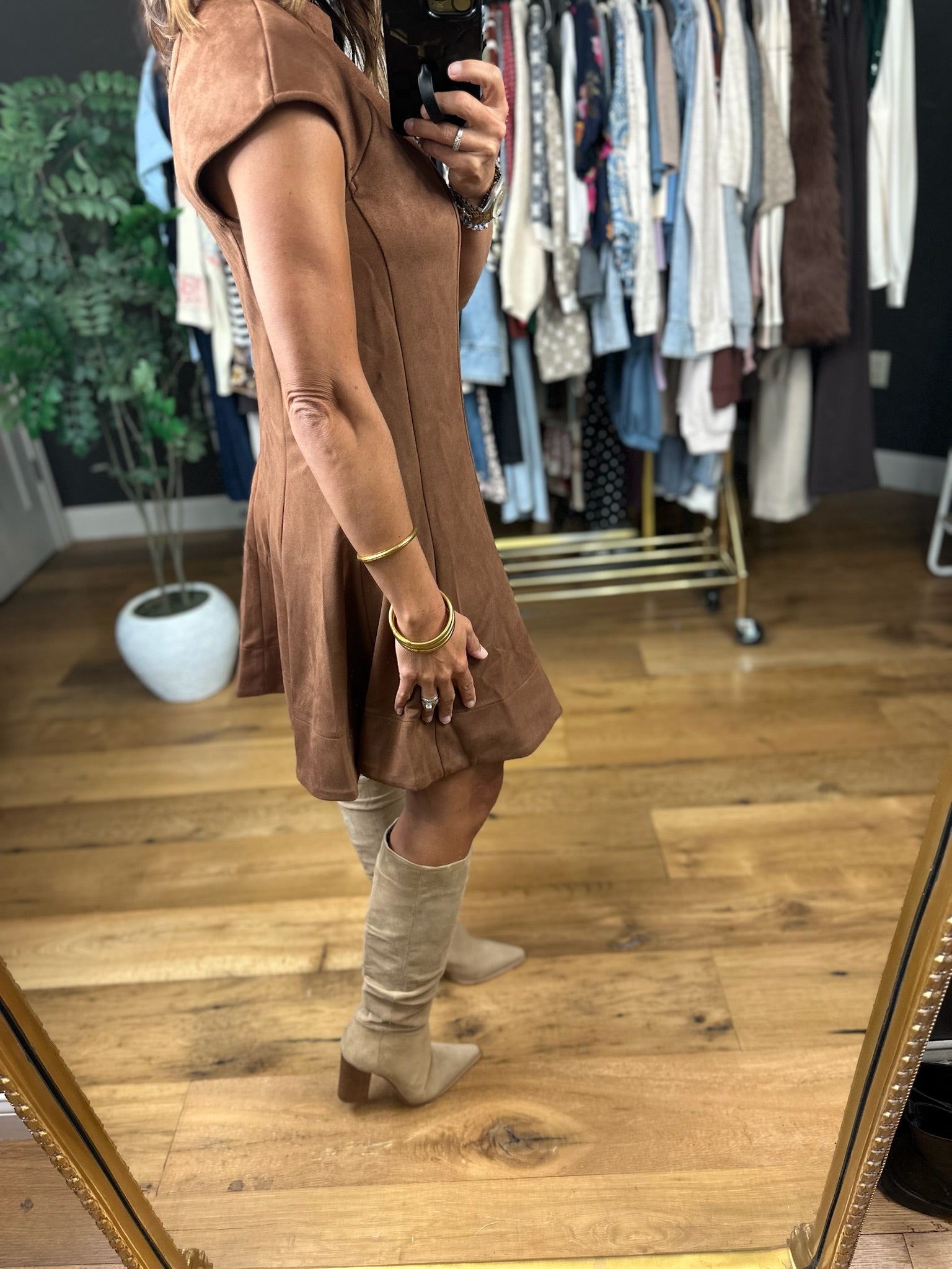 Best Kept Secret Faux-Suede Dress-Dresses-Fate-Anna Kaytes Boutique, Women's Fashion Boutique in Grinnell, Iowa