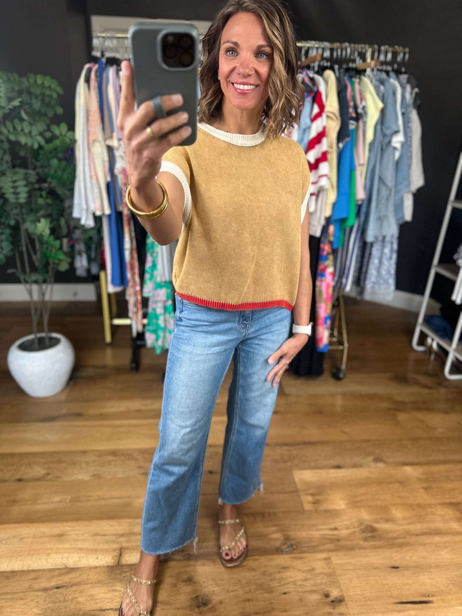 Make My Day Color Block Knit Top-Short Sleeves-Eesome-Anna Kaytes Boutique, Women's Fashion Boutique in Grinnell, Iowa