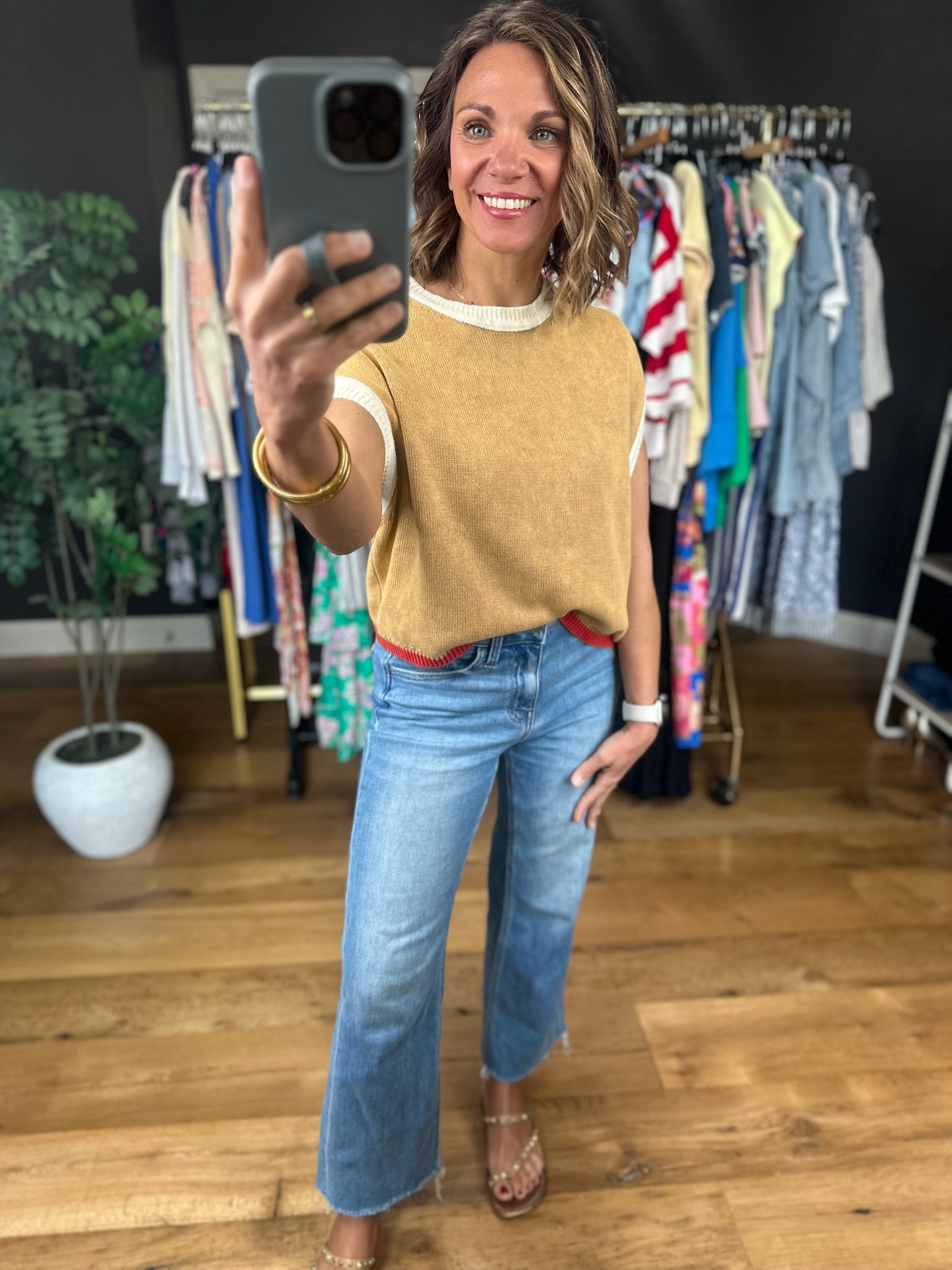 Make My Day Color Block Knit Top-Short Sleeves-Eesome-Anna Kaytes Boutique, Women's Fashion Boutique in Grinnell, Iowa