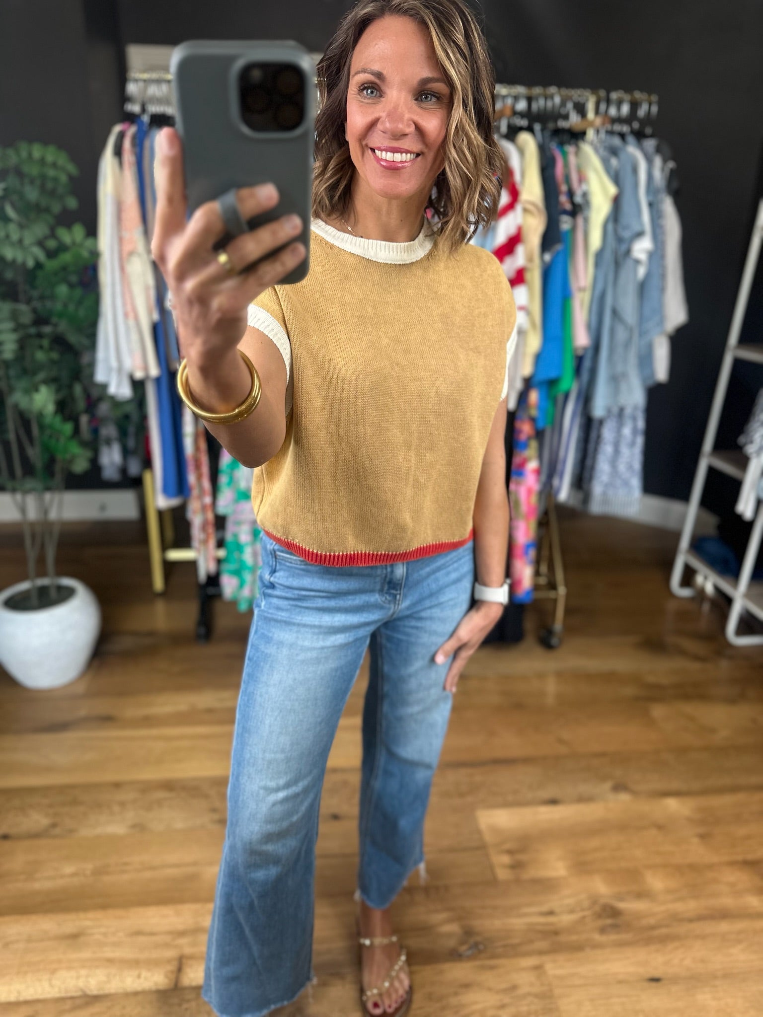 Make My Day Color Block Knit Top-Short Sleeves-Eesome-Anna Kaytes Boutique, Women's Fashion Boutique in Grinnell, Iowa