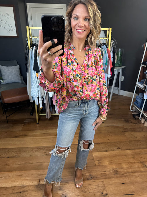 Fill the Room Floral Top - Berry