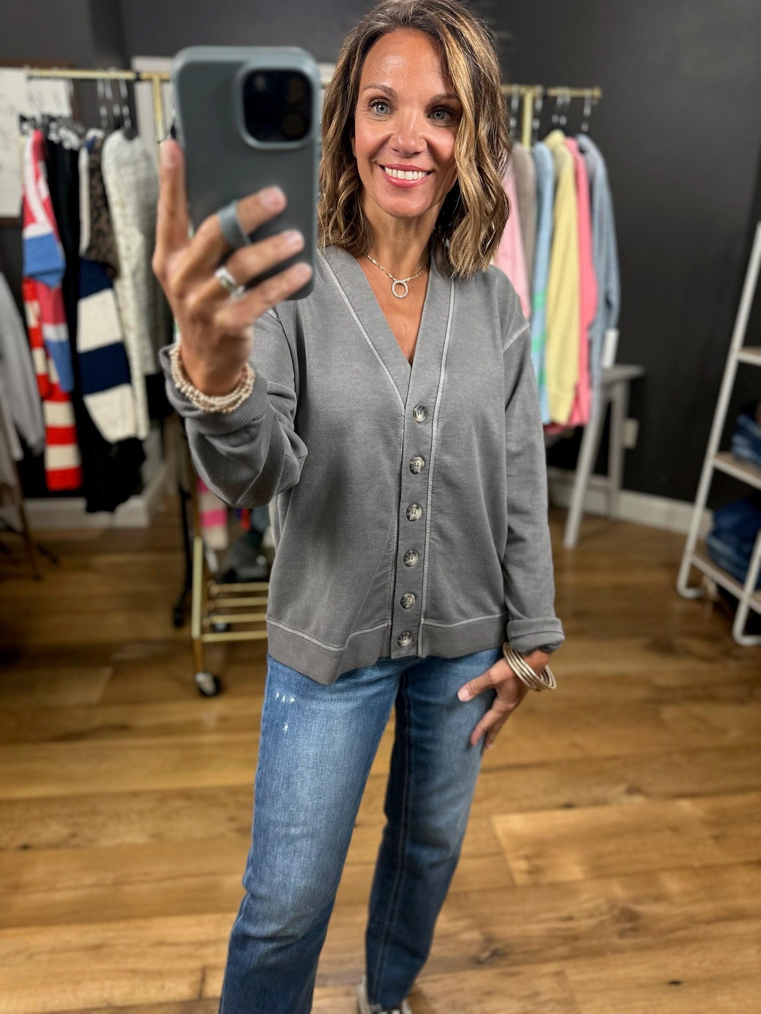 A Great Point Button Cardigan-Sweaters-JOA-Anna Kaytes Boutique, Women's Fashion Boutique in Grinnell, Iowa