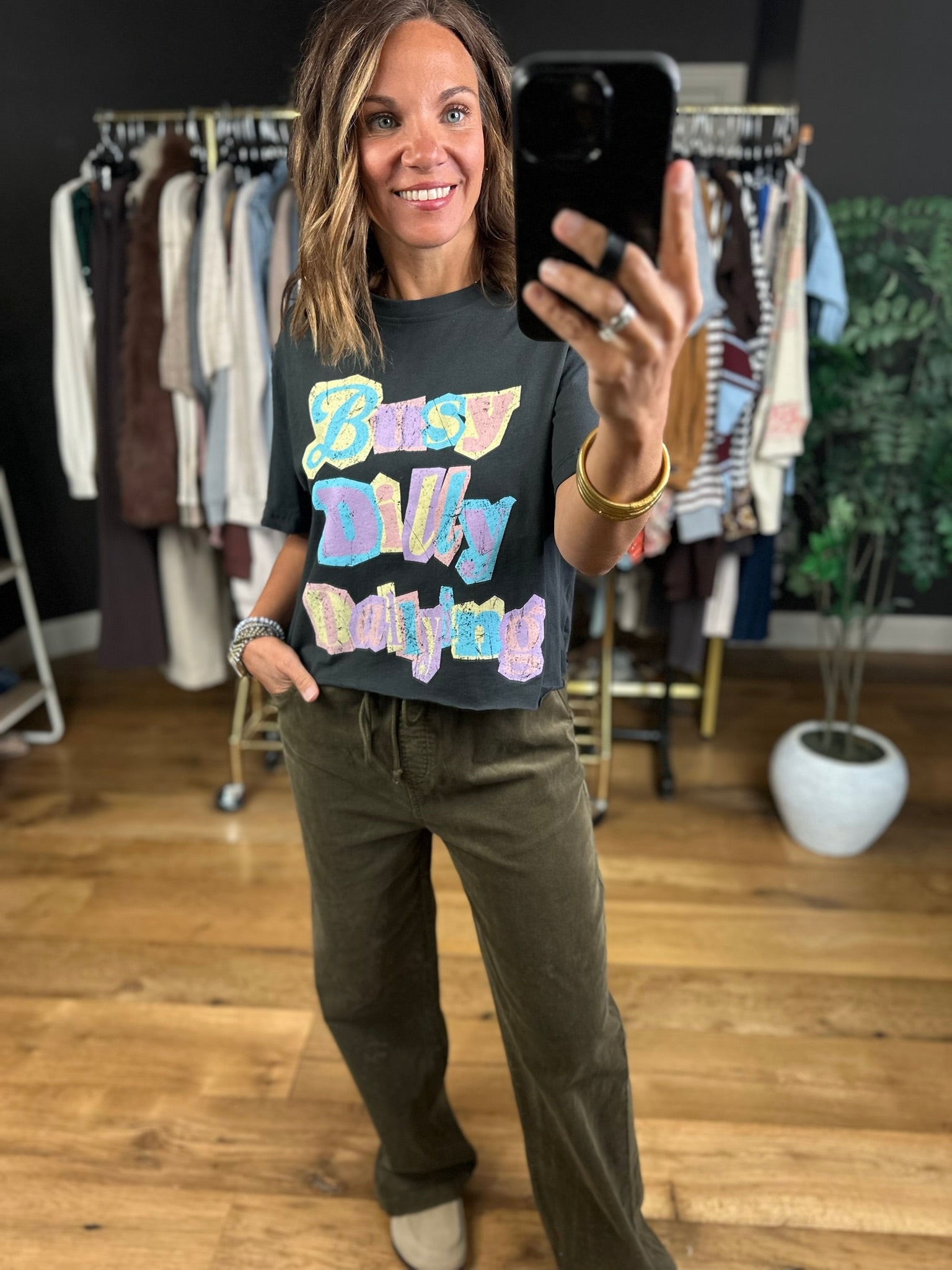 Busy Dilly Dallying Graphic Tee-Short Sleeves-Zutter-Anna Kaytes Boutique, Women's Fashion Boutique in Grinnell, Iowa