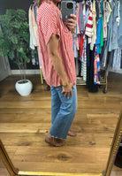 Highly Qualified Striped Button-Down Top-Short Sleeves-Vine & Love-Anna Kaytes Boutique, Women's Fashion Boutique in Grinnell, Iowa