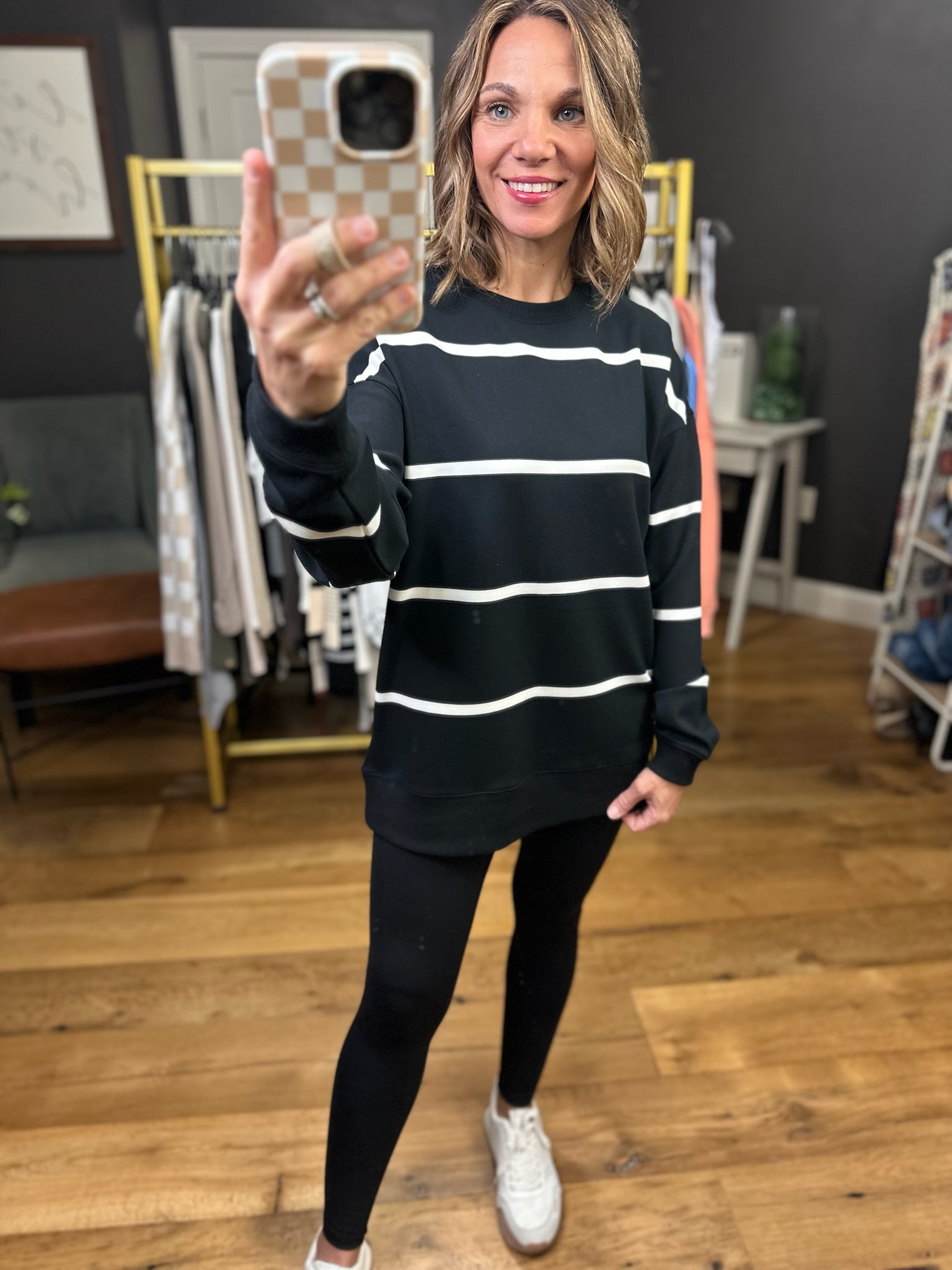 At My Level Striped Crew - Multiple Options-Thread & Supply-Anna Kaytes Boutique, Women's Fashion Boutique in Grinnell, Iowa