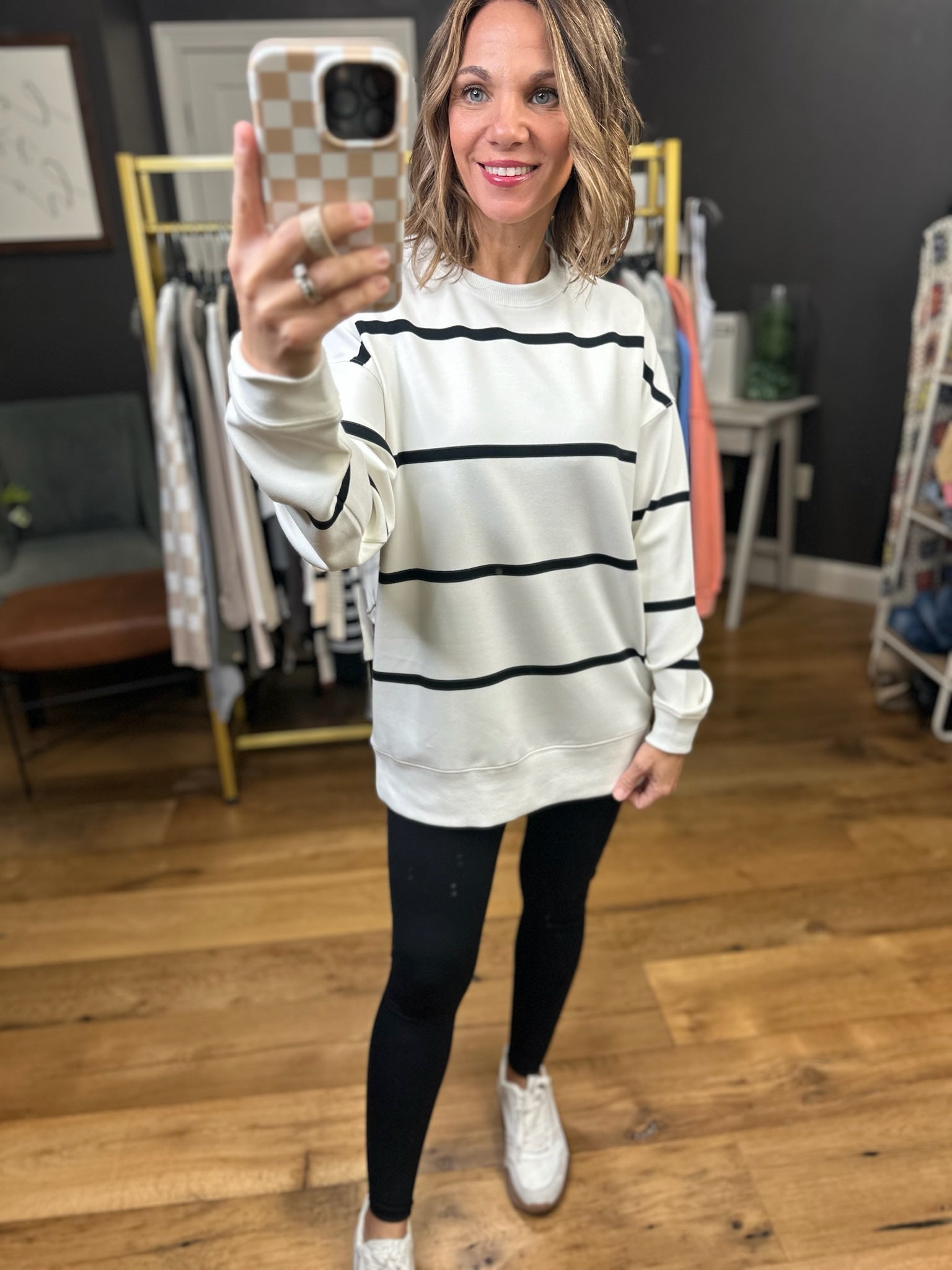 At My Level Striped Crew - Multiple Options-Thread & Supply-Anna Kaytes Boutique, Women's Fashion Boutique in Grinnell, Iowa