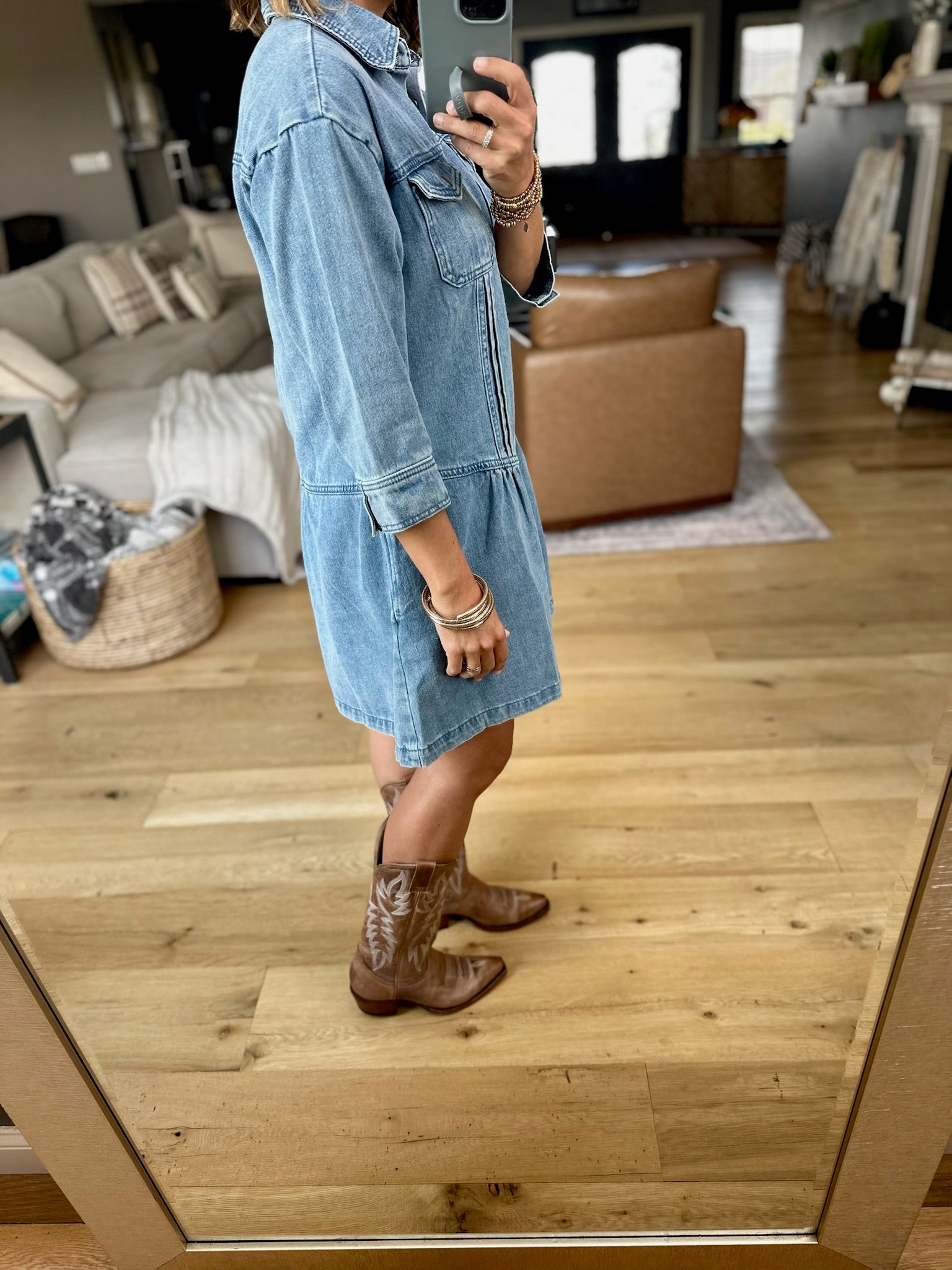 Wide Open Spaces Denim Pocket Dress-Wishlist-Anna Kaytes Boutique, Women's Fashion Boutique in Grinnell, Iowa