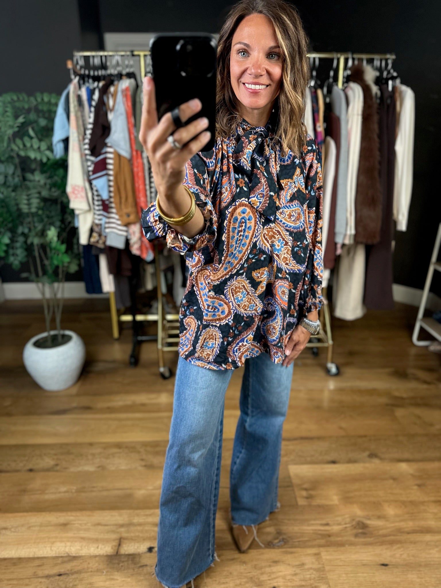At The End Of The Day Paisley Top-Long Sleeves-Umgee-Anna Kaytes Boutique, Women's Fashion Boutique in Grinnell, Iowa
