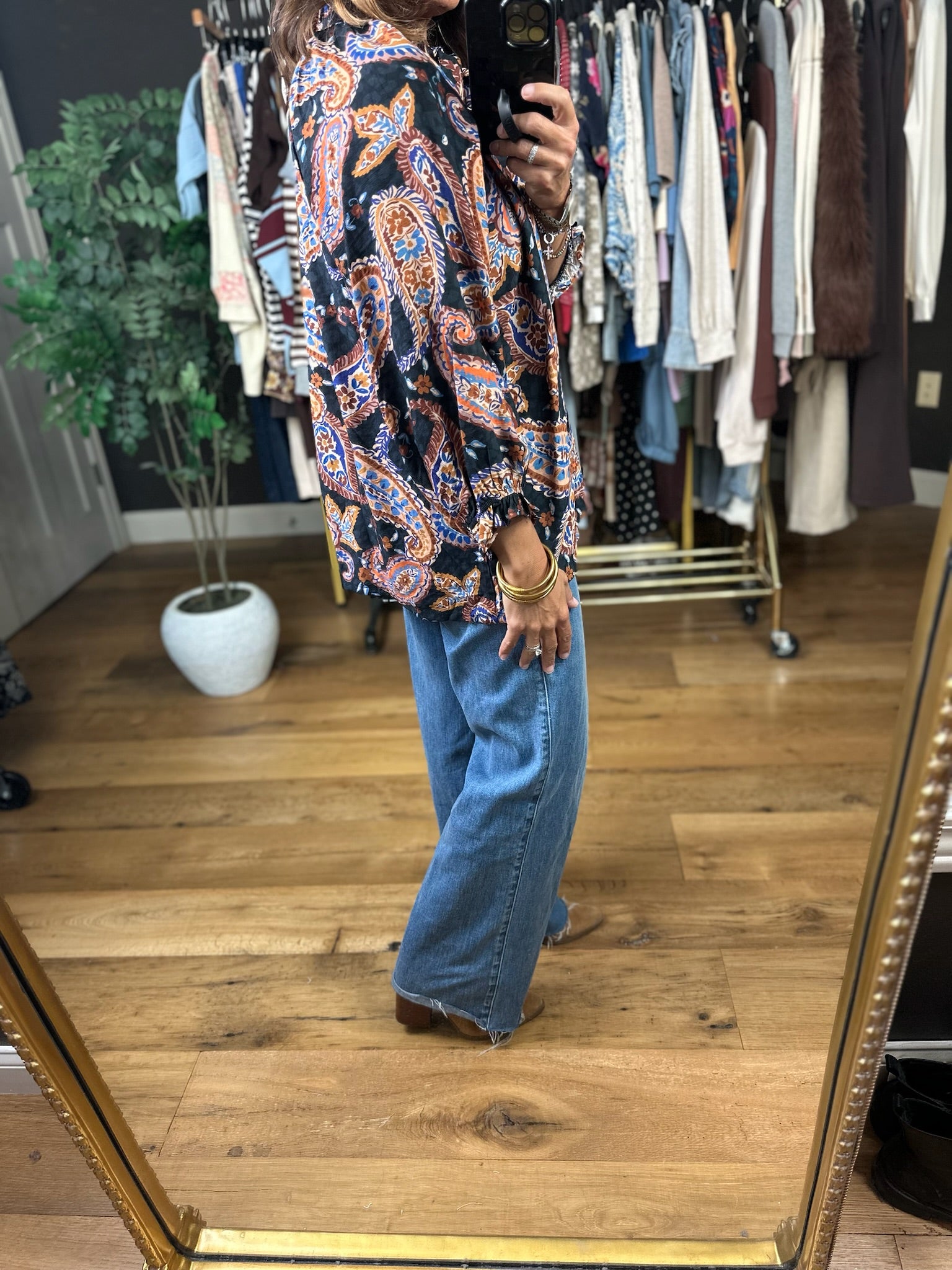 At The End Of The Day Paisley Top-Long Sleeves-Umgee-Anna Kaytes Boutique, Women's Fashion Boutique in Grinnell, Iowa