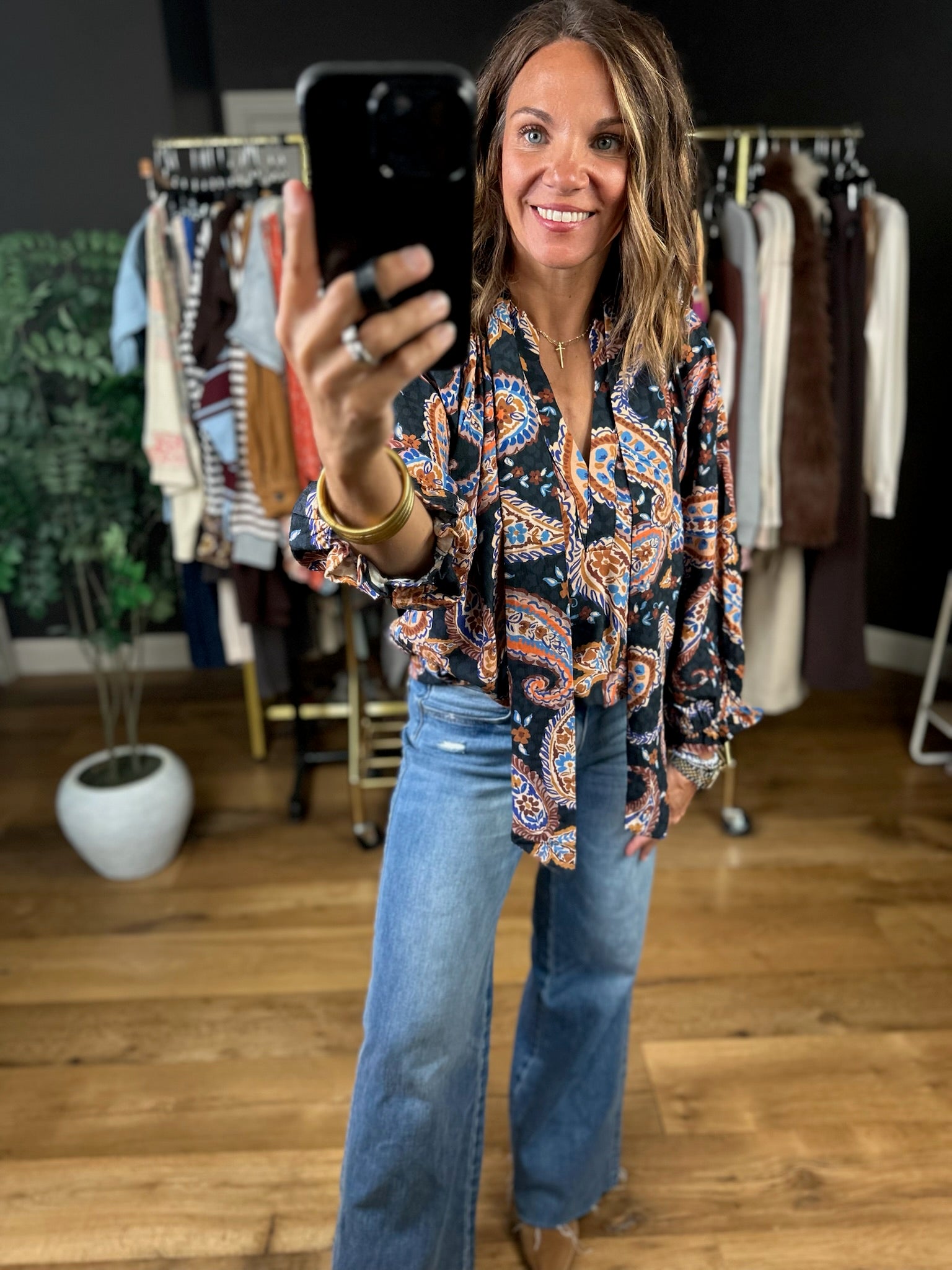 At The End Of The Day Paisley Top-Long Sleeves-Umgee-Anna Kaytes Boutique, Women's Fashion Boutique in Grinnell, Iowa