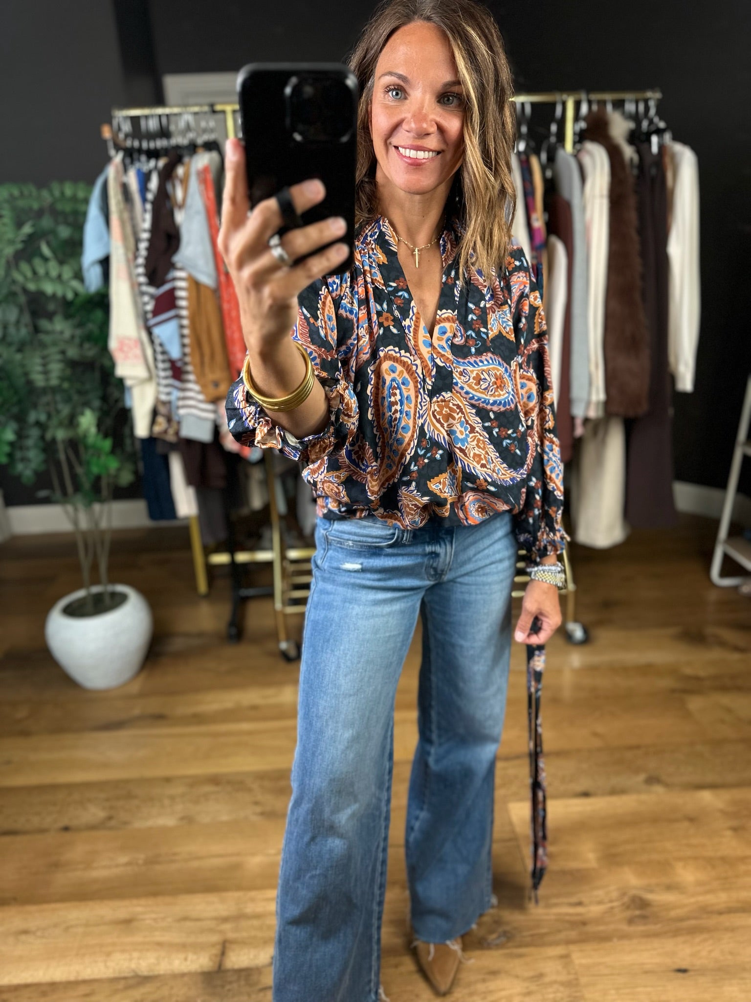 At The End Of The Day Paisley Top-Long Sleeves-Umgee-Anna Kaytes Boutique, Women's Fashion Boutique in Grinnell, Iowa