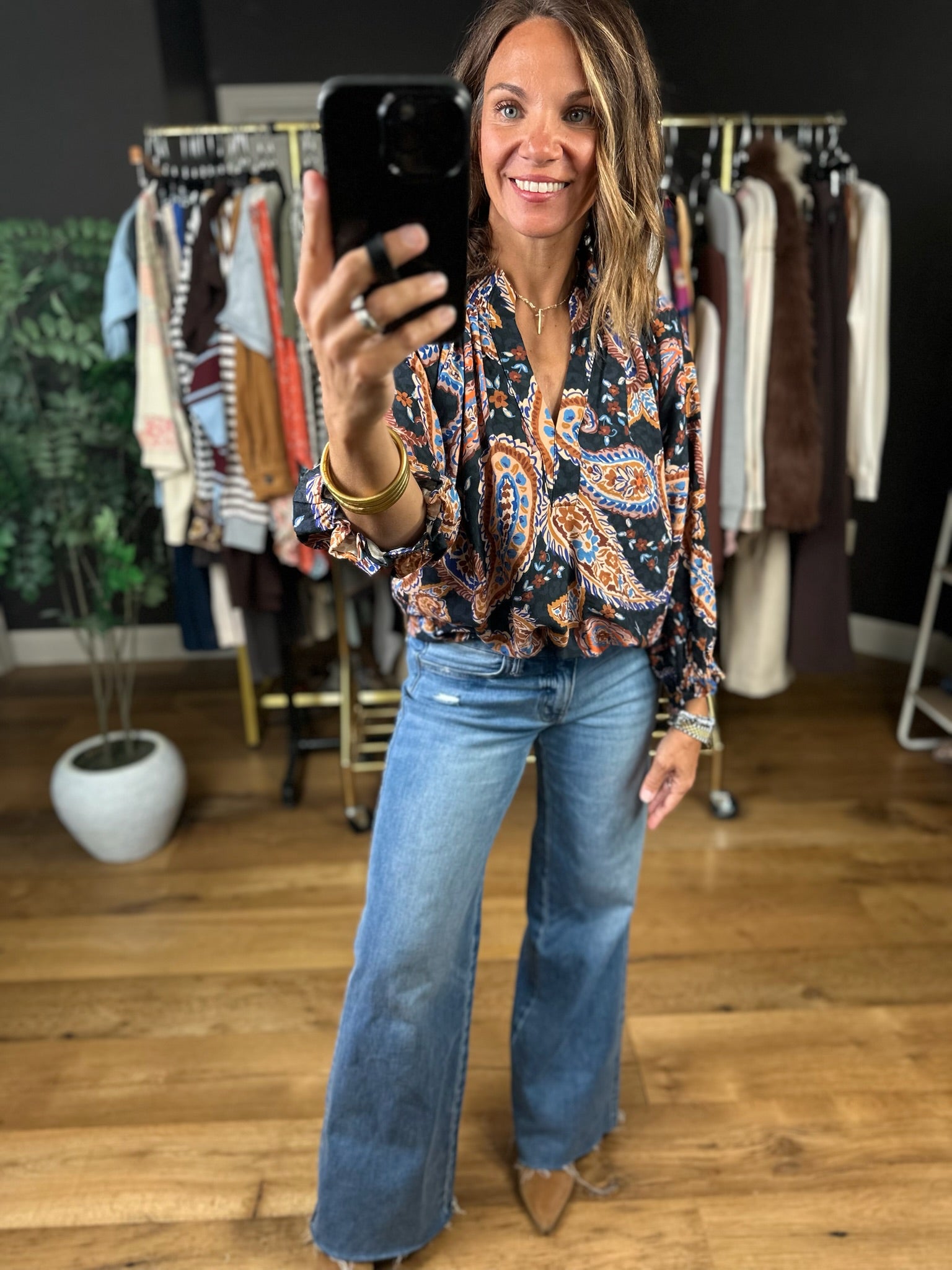 At The End Of The Day Paisley Top-Long Sleeves-Umgee-Anna Kaytes Boutique, Women's Fashion Boutique in Grinnell, Iowa
