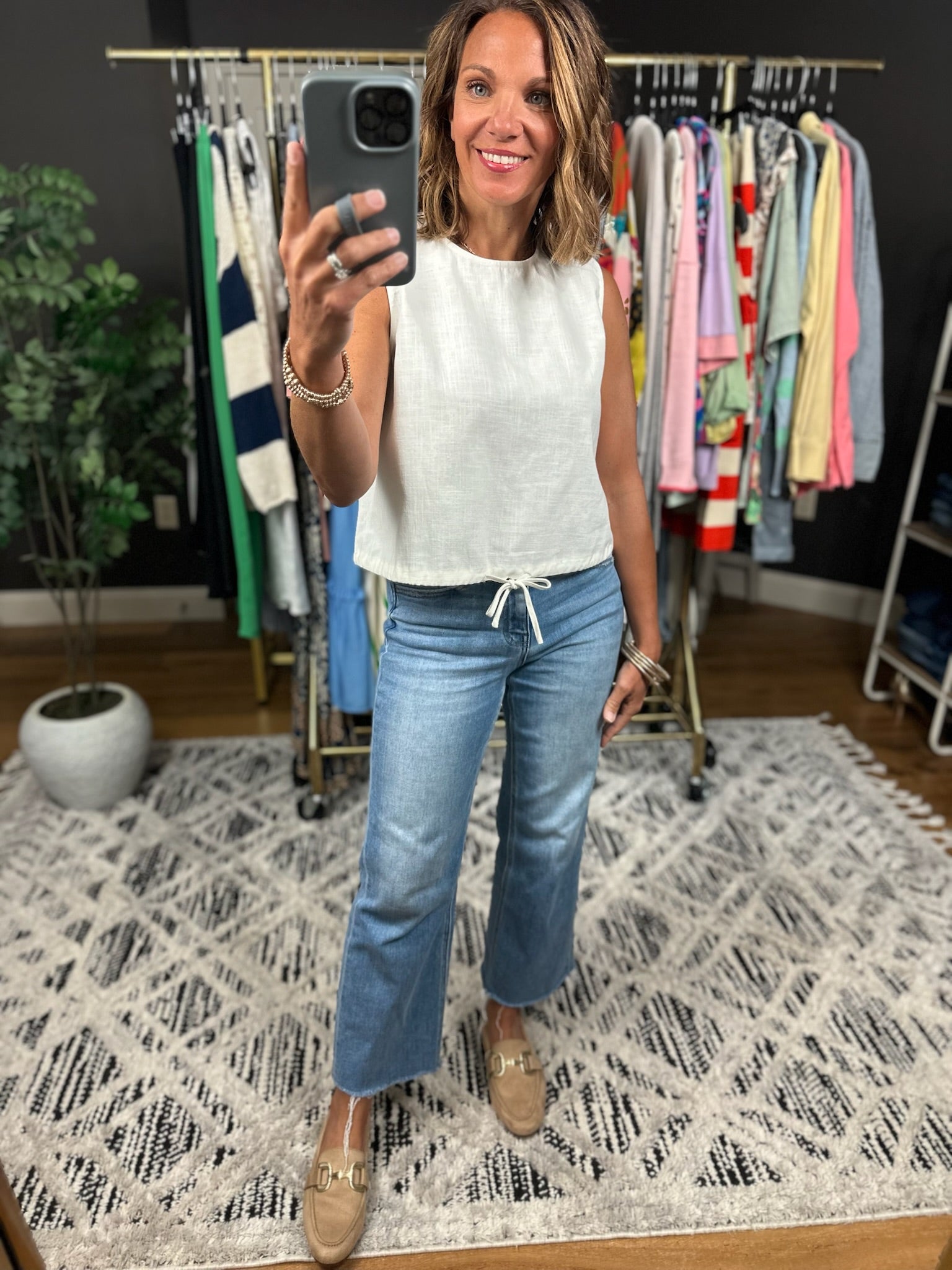 Into The Sun Tie-Front Linen Top-Sleeveless-Wishlist-Anna Kaytes Boutique, Women's Fashion Boutique in Grinnell, Iowa