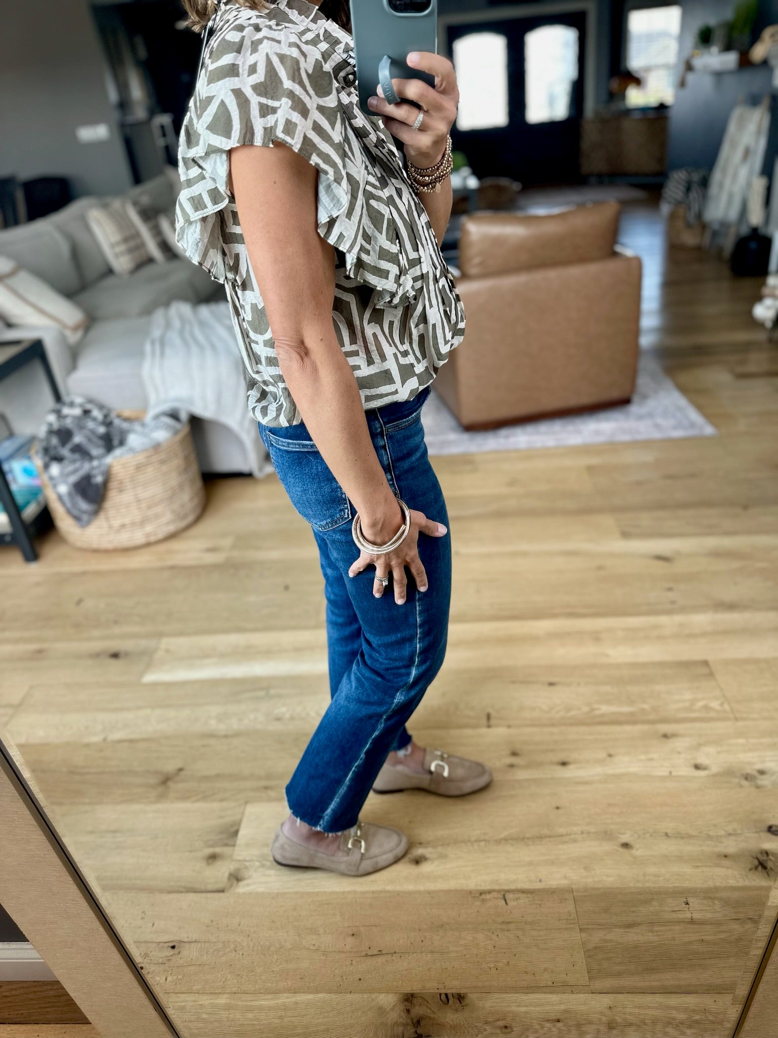 Never Admit Button-Down Patterned Top-THML-Anna Kaytes Boutique, Women's Fashion Boutique in Grinnell, Iowa