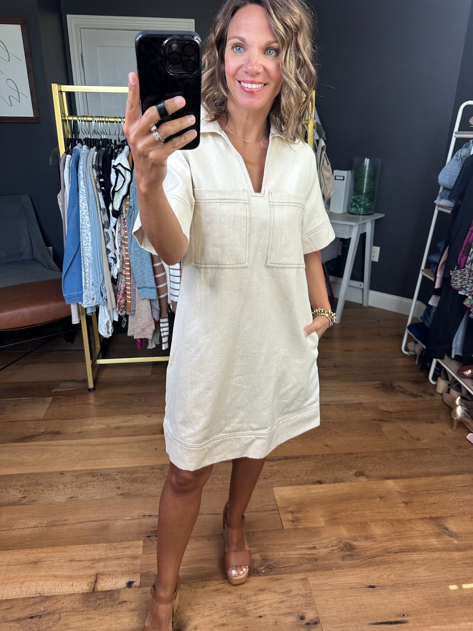 Meet In the Middle Collared Shift Dress - Multiple Options-Entro-Anna Kaytes Boutique, Women's Fashion Boutique in Grinnell, Iowa