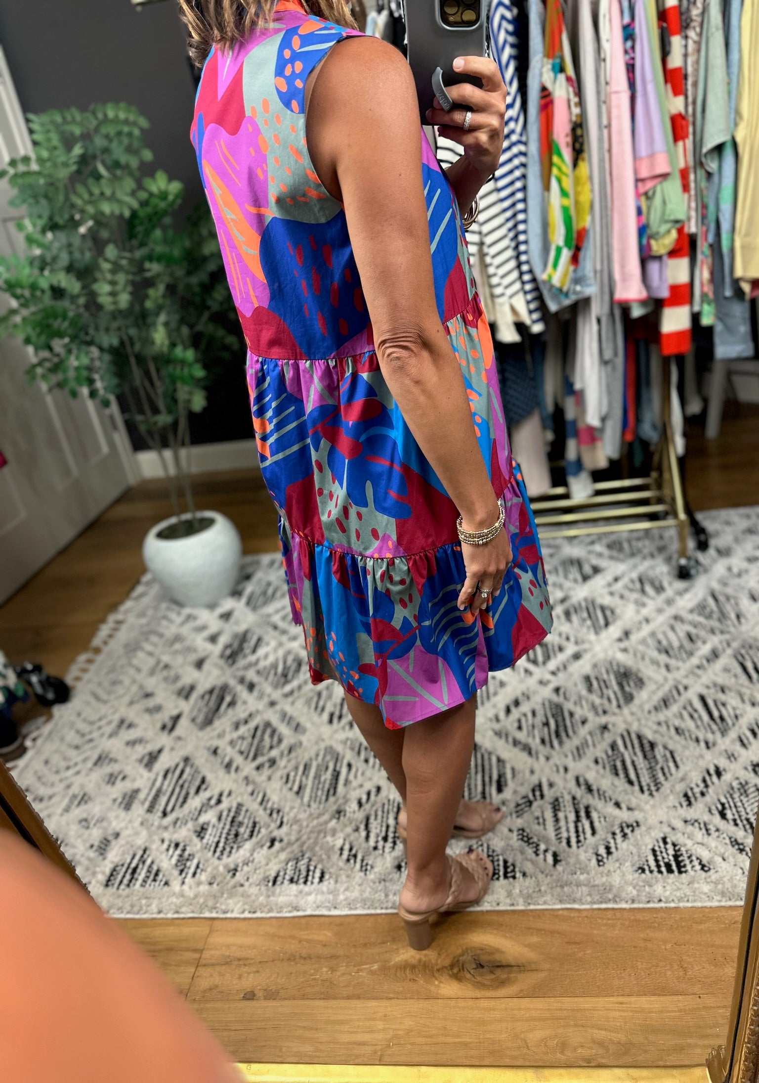 Where I Want To Be Tiered Dress - Royal Combo-Dresses-THML-Anna Kaytes Boutique, Women's Fashion Boutique in Grinnell, Iowa