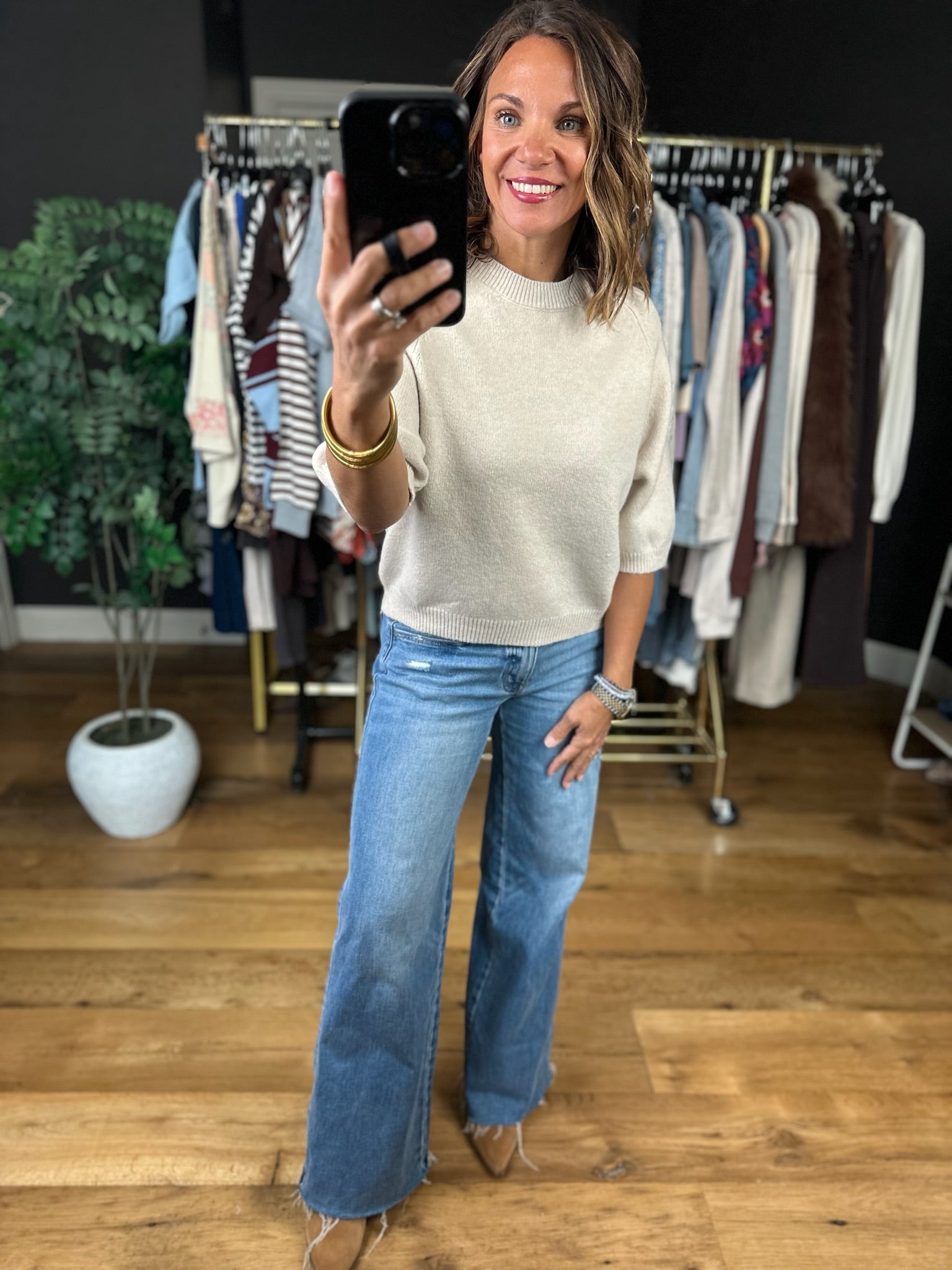 She's An Icon Bubble Sweater-Short Sleeves-She & Sky-Anna Kaytes Boutique, Women's Fashion Boutique in Grinnell, Iowa