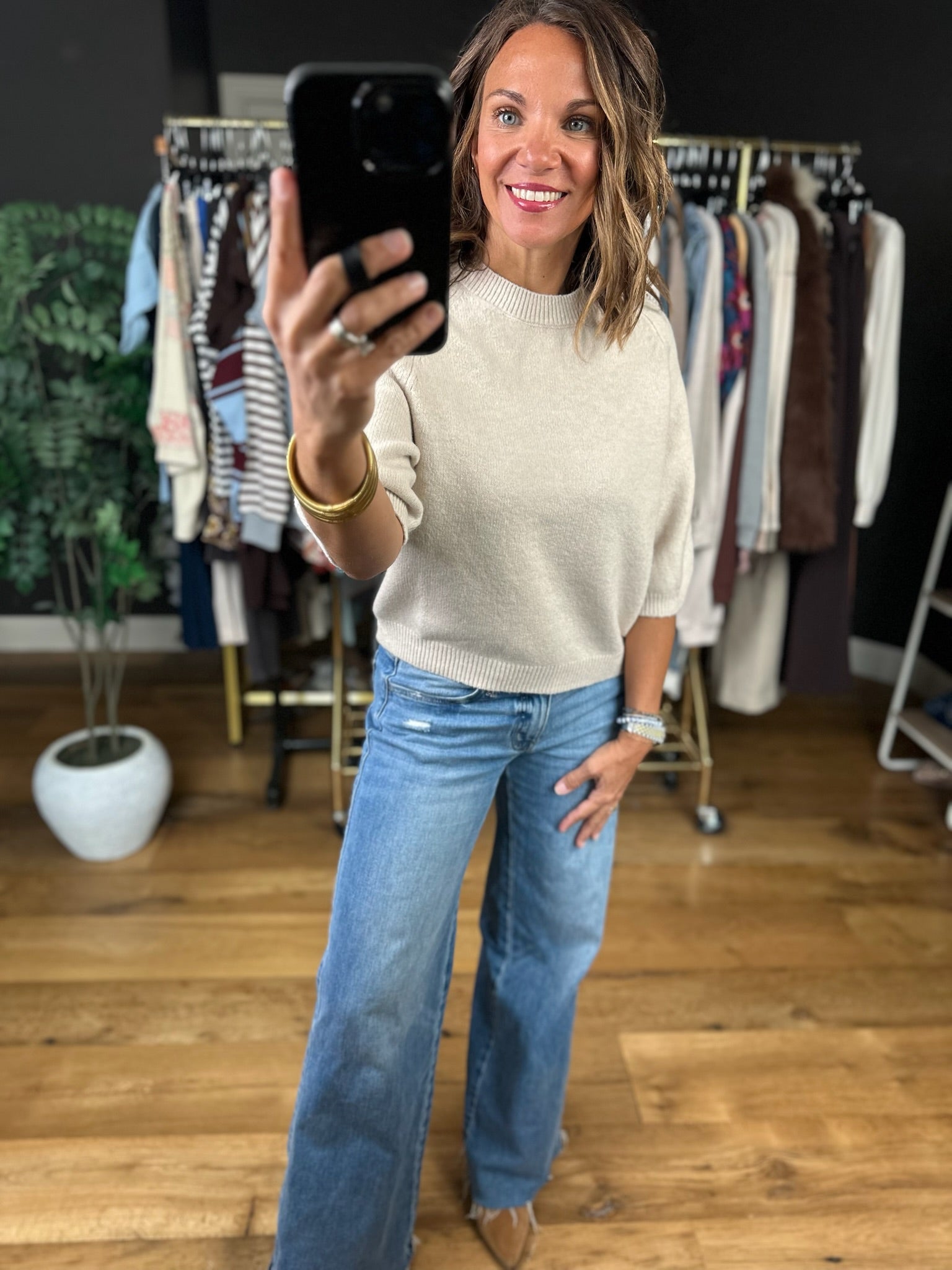 She's An Icon Bubble Sweater-Short Sleeves-She & Sky-Anna Kaytes Boutique, Women's Fashion Boutique in Grinnell, Iowa