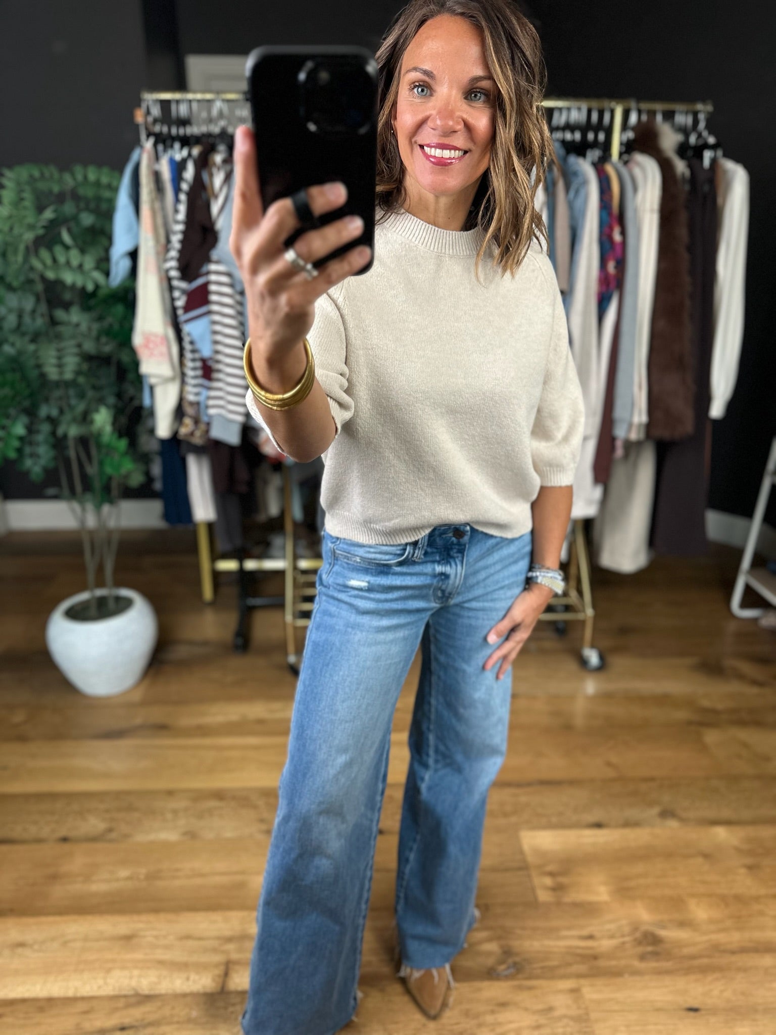 She's An Icon Bubble Sweater-Short Sleeves-She & Sky-Anna Kaytes Boutique, Women's Fashion Boutique in Grinnell, Iowa