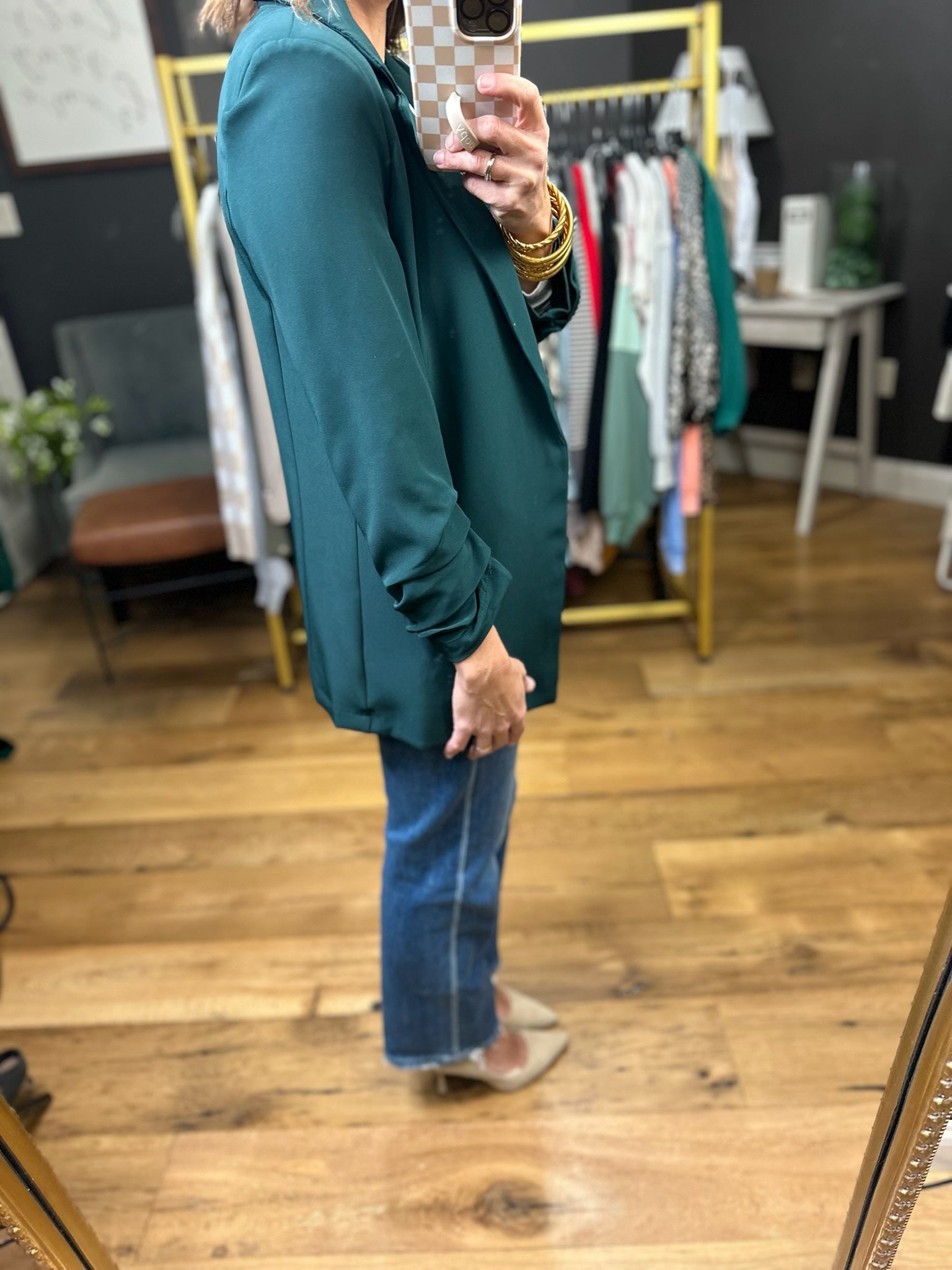 Ready Or Not 3/4 Ruched Sleeve Blazer - Multiple Options-The Workshop-Anna Kaytes Boutique, Women's Fashion Boutique in Grinnell, Iowa