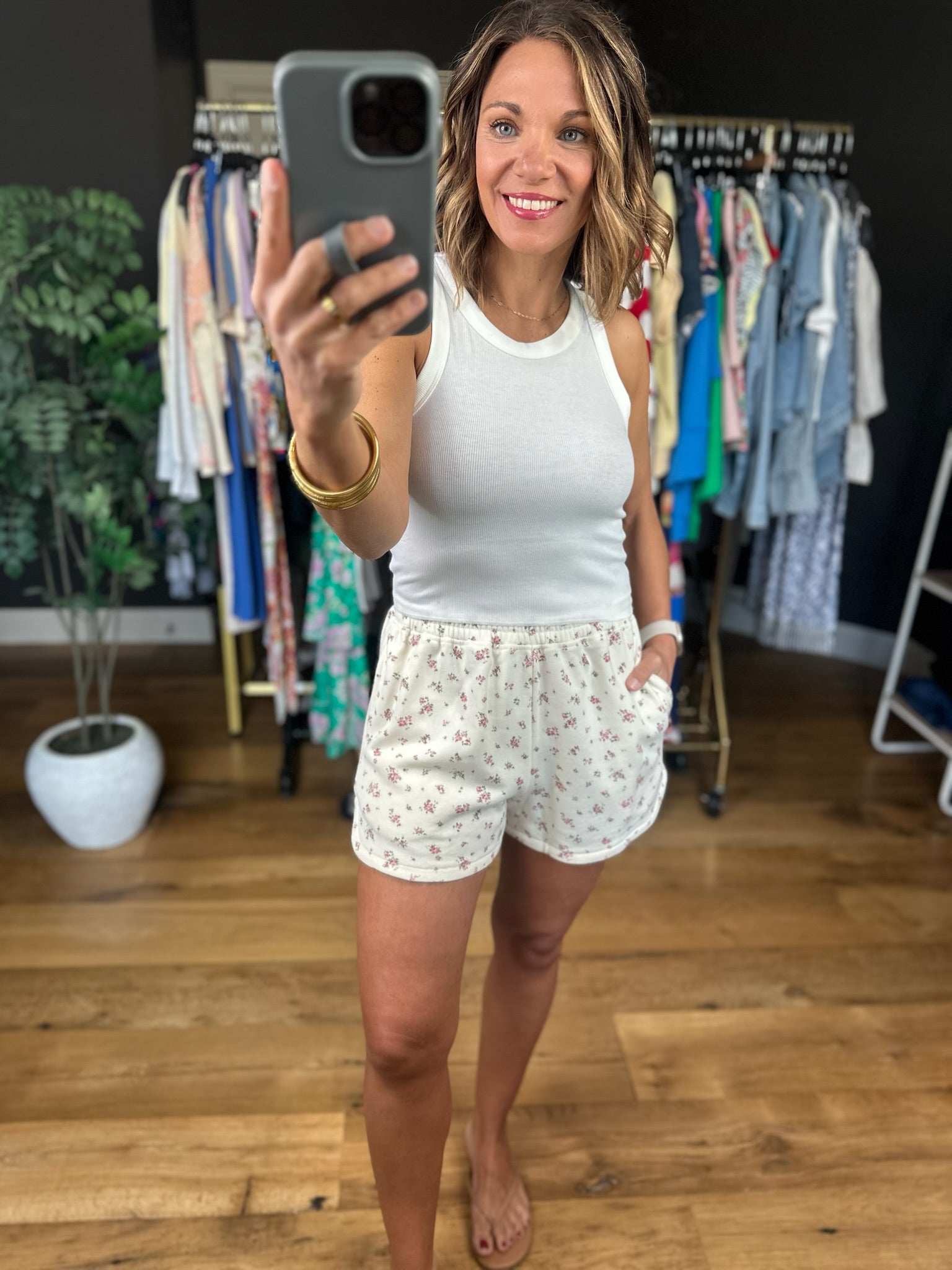 Take It Easy Floral Elastic-Waist Shorts-Shorts-Blu Pepper-Anna Kaytes Boutique, Women's Fashion Boutique in Grinnell, Iowa