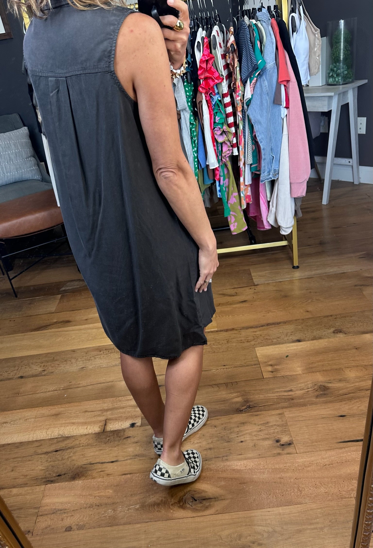 Keep Your Head Up Polo Pocket Dress - Charcoal-Dresses-Be Cool 82631-Anna Kaytes Boutique, Women's Fashion Boutique in Grinnell, Iowa