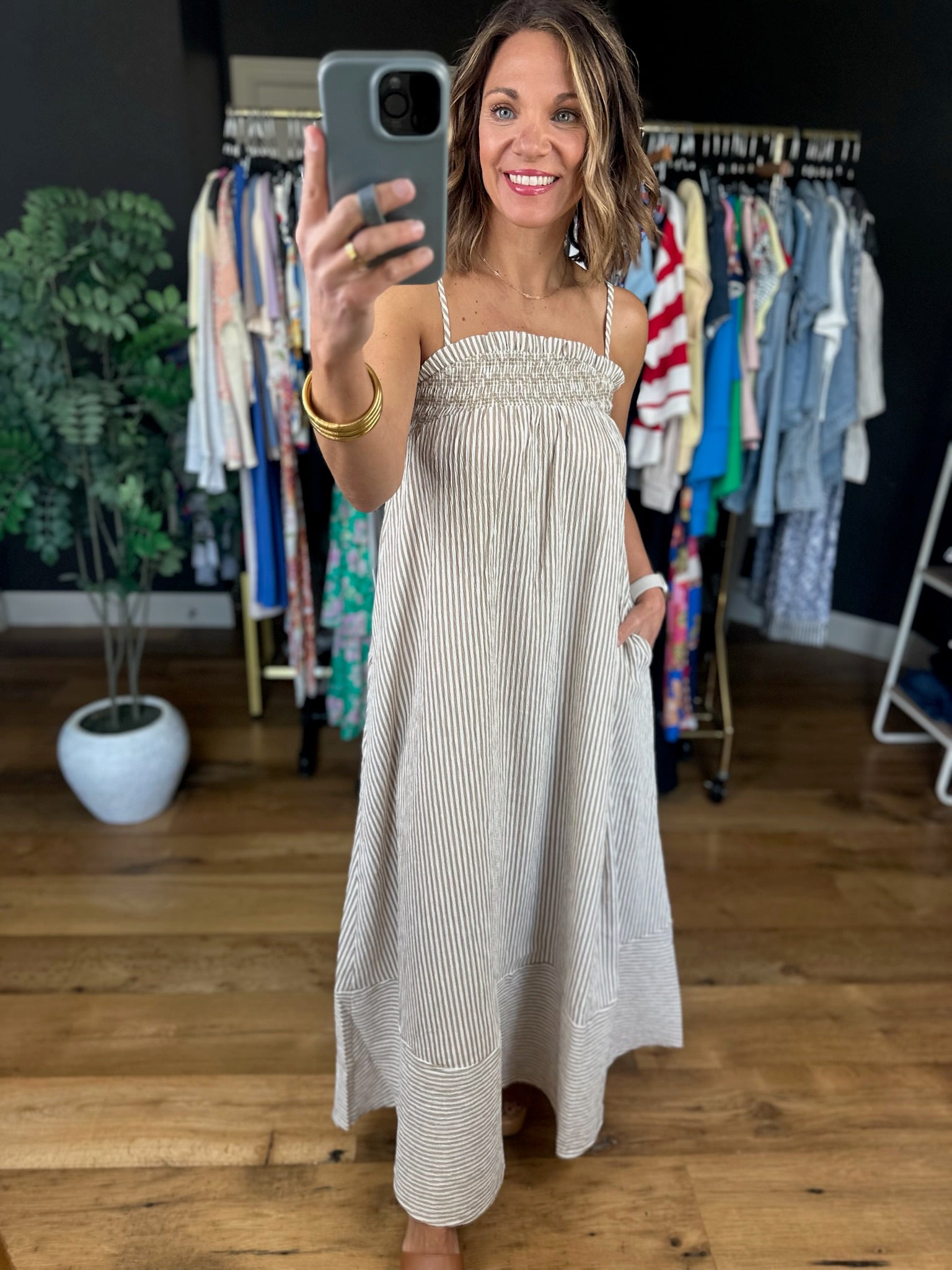 Where I'm From Smocked Pocket Dress-Dresses-Blu Pepper-Anna Kaytes Boutique, Women's Fashion Boutique in Grinnell, Iowa