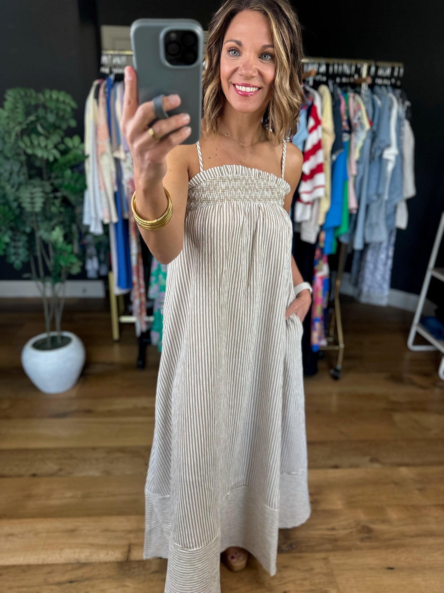 Where I'm From Smocked Pocket Dress-Dresses-Blu Pepper-Anna Kaytes Boutique, Women's Fashion Boutique in Grinnell, Iowa