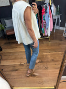 You and Me Flowy Linen Top - 	Off White-Short Sleeves-Entro-Anna Kaytes Boutique, Women's Fashion Boutique in Grinnell, Iowa