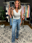 Best Efforts V-Neck Bodysuit-Short Sleeves-Wasabi & Mint-Anna Kaytes Boutique, Women's Fashion Boutique in Grinnell, Iowa