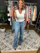 Best Efforts V-Neck Bodysuit-Short Sleeves-Wasabi & Mint-Anna Kaytes Boutique, Women's Fashion Boutique in Grinnell, Iowa