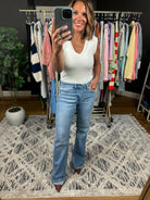 Best Efforts V-Neck Bodysuit-Short Sleeves-Wasabi & Mint-Anna Kaytes Boutique, Women's Fashion Boutique in Grinnell, Iowa