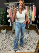 Best Efforts V-Neck Bodysuit-Short Sleeves-Wasabi & Mint-Anna Kaytes Boutique, Women's Fashion Boutique in Grinnell, Iowa