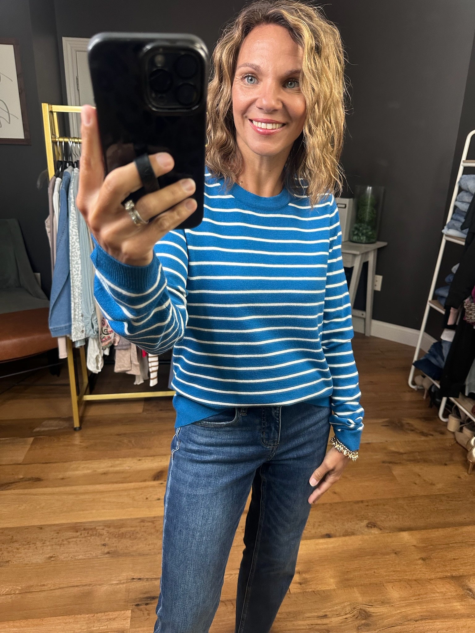 Latest News Striped Lightweight Crewneck Sweater - Multiple Options-Staccato-Anna Kaytes Boutique, Women's Fashion Boutique in Grinnell, Iowa