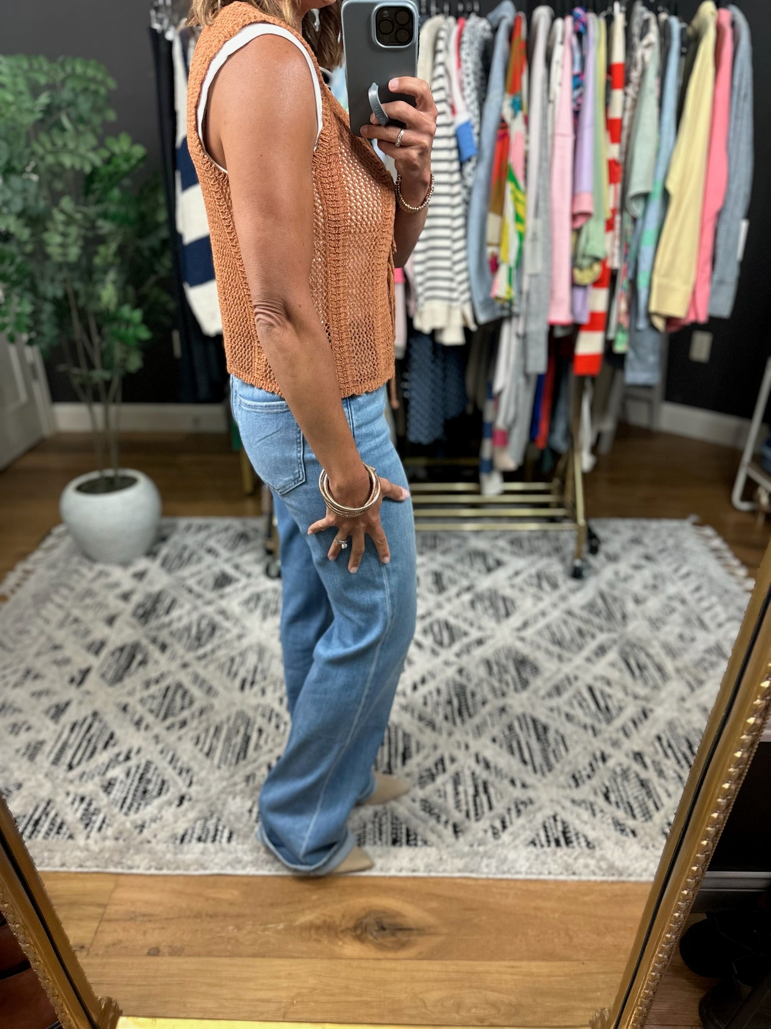 Sunset Clay Crochet-Knit Vest-Sleeveless-Be Cool-Anna Kaytes Boutique, Women's Fashion Boutique in Grinnell, Iowa