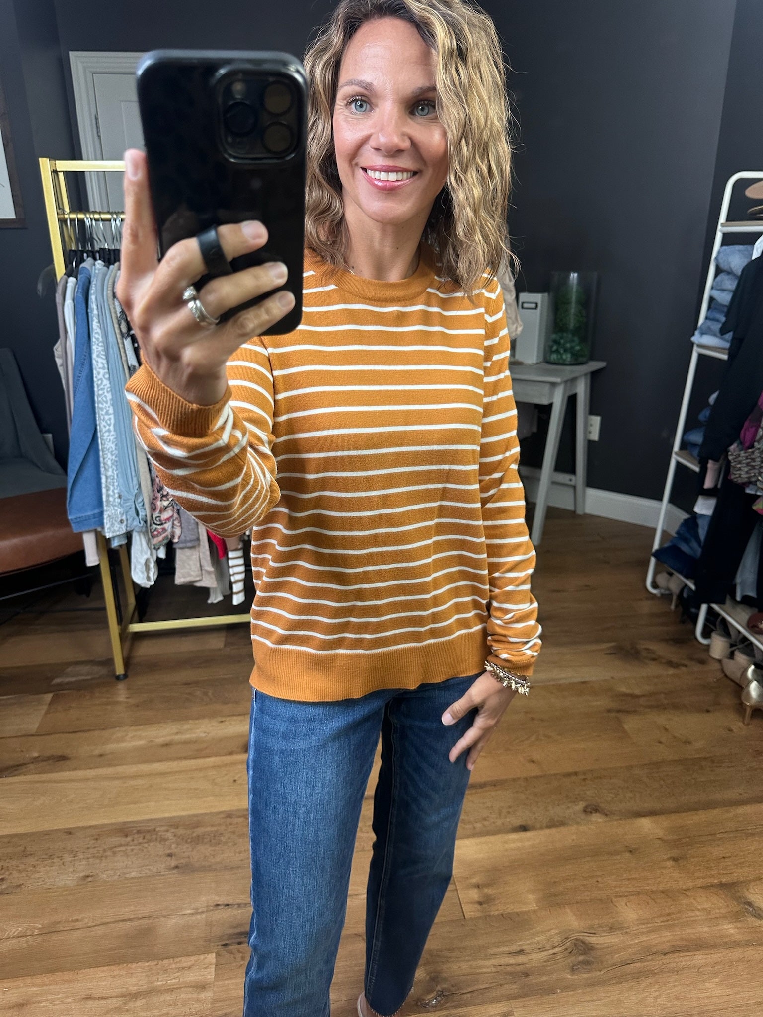 Latest News Striped Lightweight Crewneck Sweater - Multiple Options-Staccato-Anna Kaytes Boutique, Women's Fashion Boutique in Grinnell, Iowa