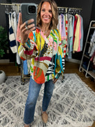 On The Edge Abstract Print Top-Long Sleeves-Fate-Anna Kaytes Boutique, Women's Fashion Boutique in Grinnell, Iowa