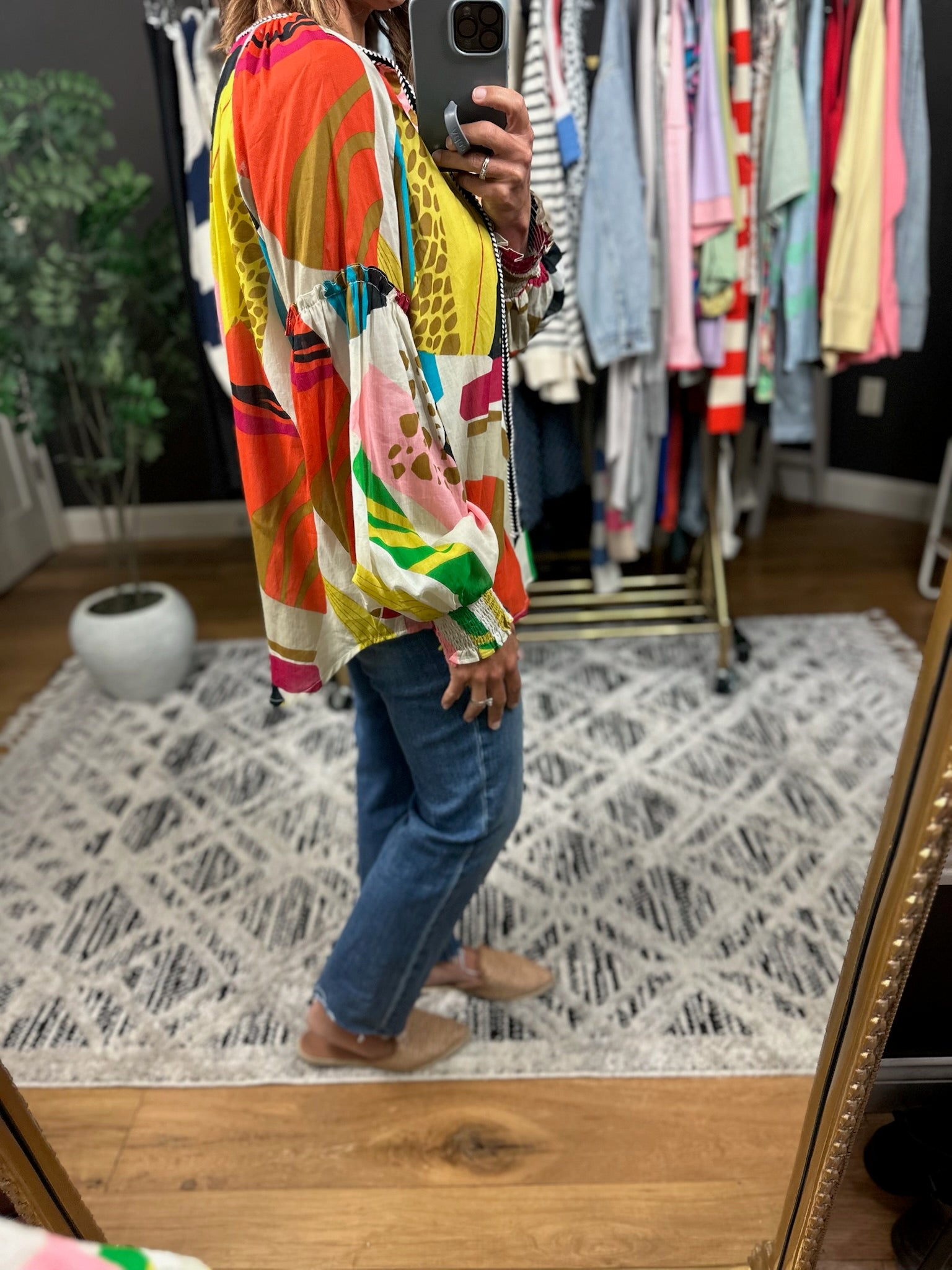 On The Edge Abstract Print Top-Long Sleeves-Fate-Anna Kaytes Boutique, Women's Fashion Boutique in Grinnell, Iowa