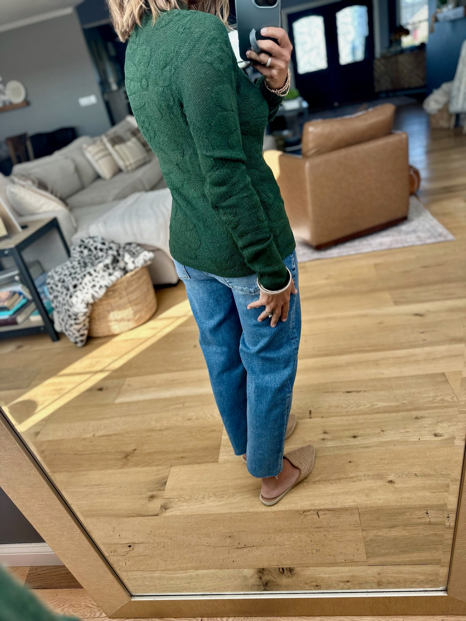 All The Time Floral Textured Mock Neck Knit Sweater Top-Sweaters-Anniewear-Anna Kaytes Boutique, Women's Fashion Boutique in Grinnell, Iowa