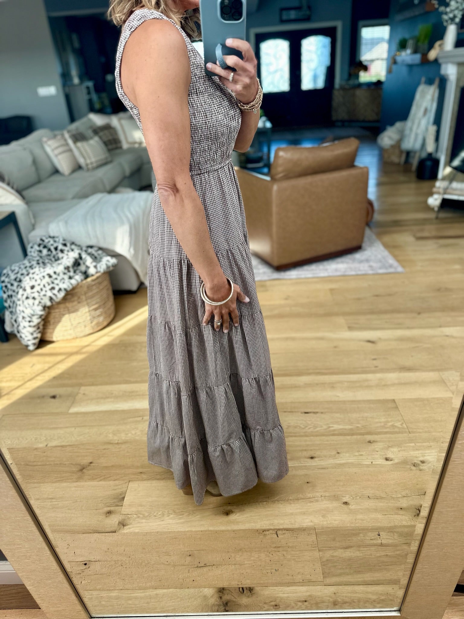 Call It Country Micro-Plaid Maxi Dress-Wishlist-Anna Kaytes Boutique, Women's Fashion Boutique in Grinnell, Iowa