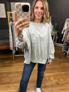 Every Moment Pocket Crewneck - Heather Grey-Easel-Anna Kaytes Boutique, Women's Fashion Boutique in Grinnell, Iowa