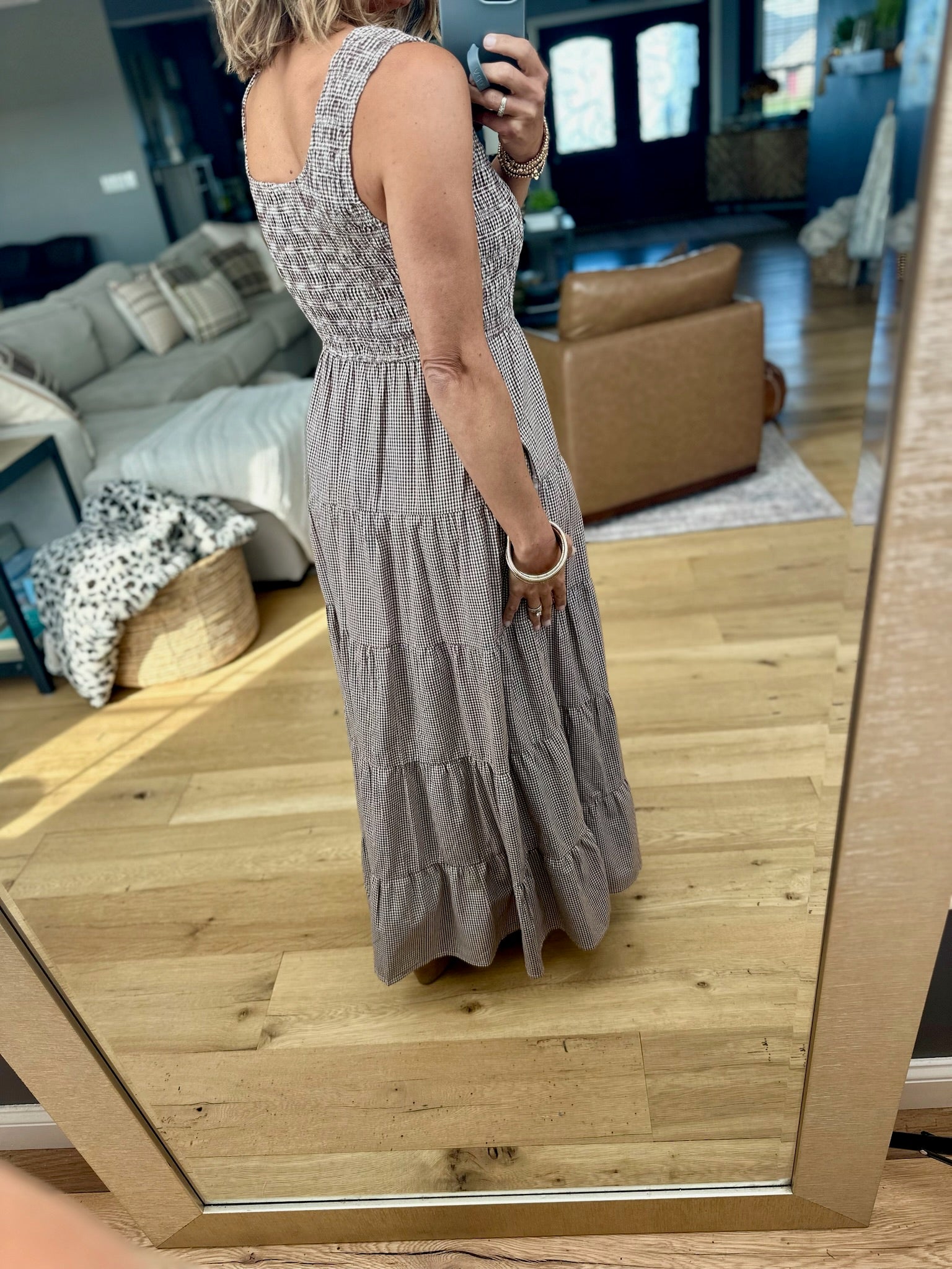 Call It Country Micro-Plaid Maxi Dress-Wishlist-Anna Kaytes Boutique, Women's Fashion Boutique in Grinnell, Iowa