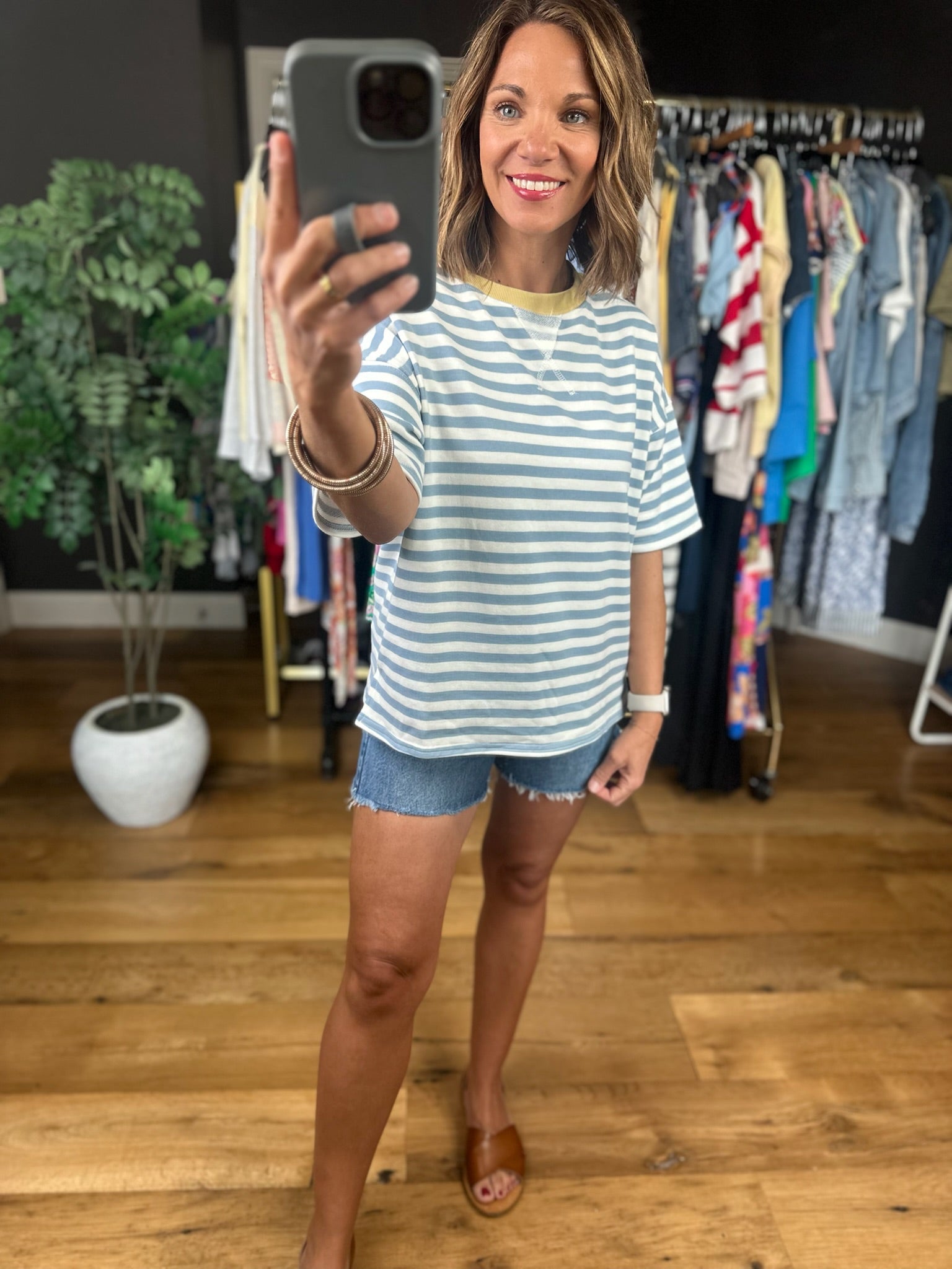 Making Room Striped Tee-Short Sleeves-Blu Pepper-Anna Kaytes Boutique, Women's Fashion Boutique in Grinnell, Iowa