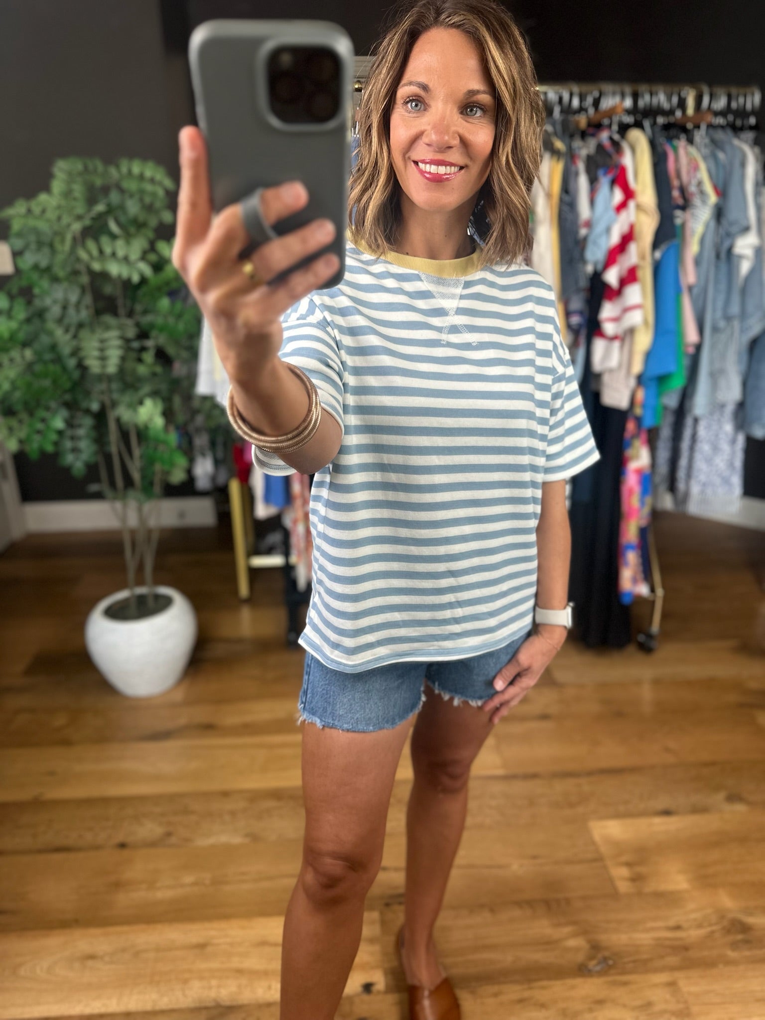 Making Room Striped Tee-Short Sleeves-Blu Pepper-Anna Kaytes Boutique, Women's Fashion Boutique in Grinnell, Iowa