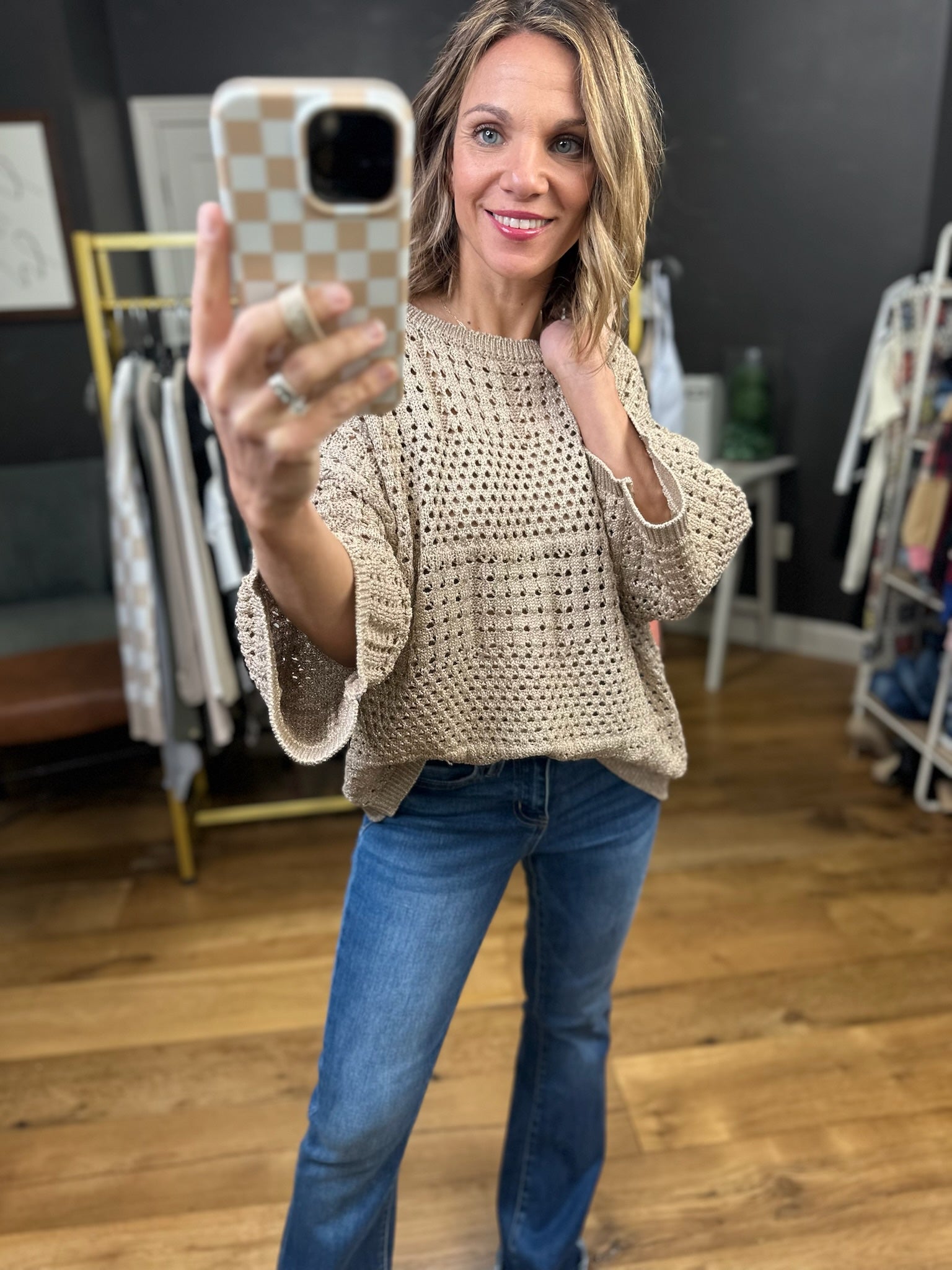 Coming Together Crochet Knit Sweater - Rose Gold-By Together-Anna Kaytes Boutique, Women's Fashion Boutique in Grinnell, Iowa